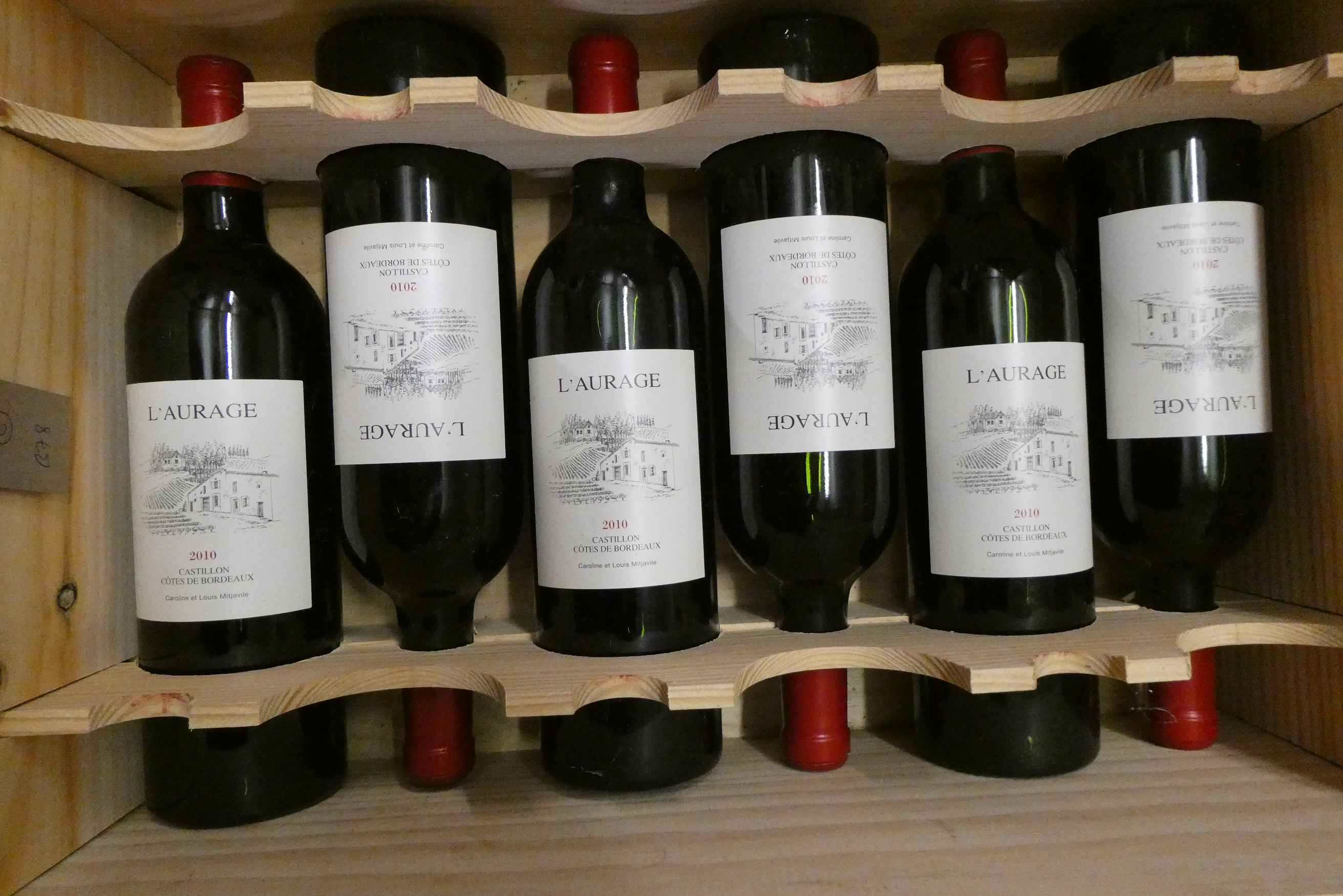 6 bottles L'Aurage, 2010, Caroline et Louis Mitjavile, Castillon Cotes de Bordeaux, OWC (Est. plus Image