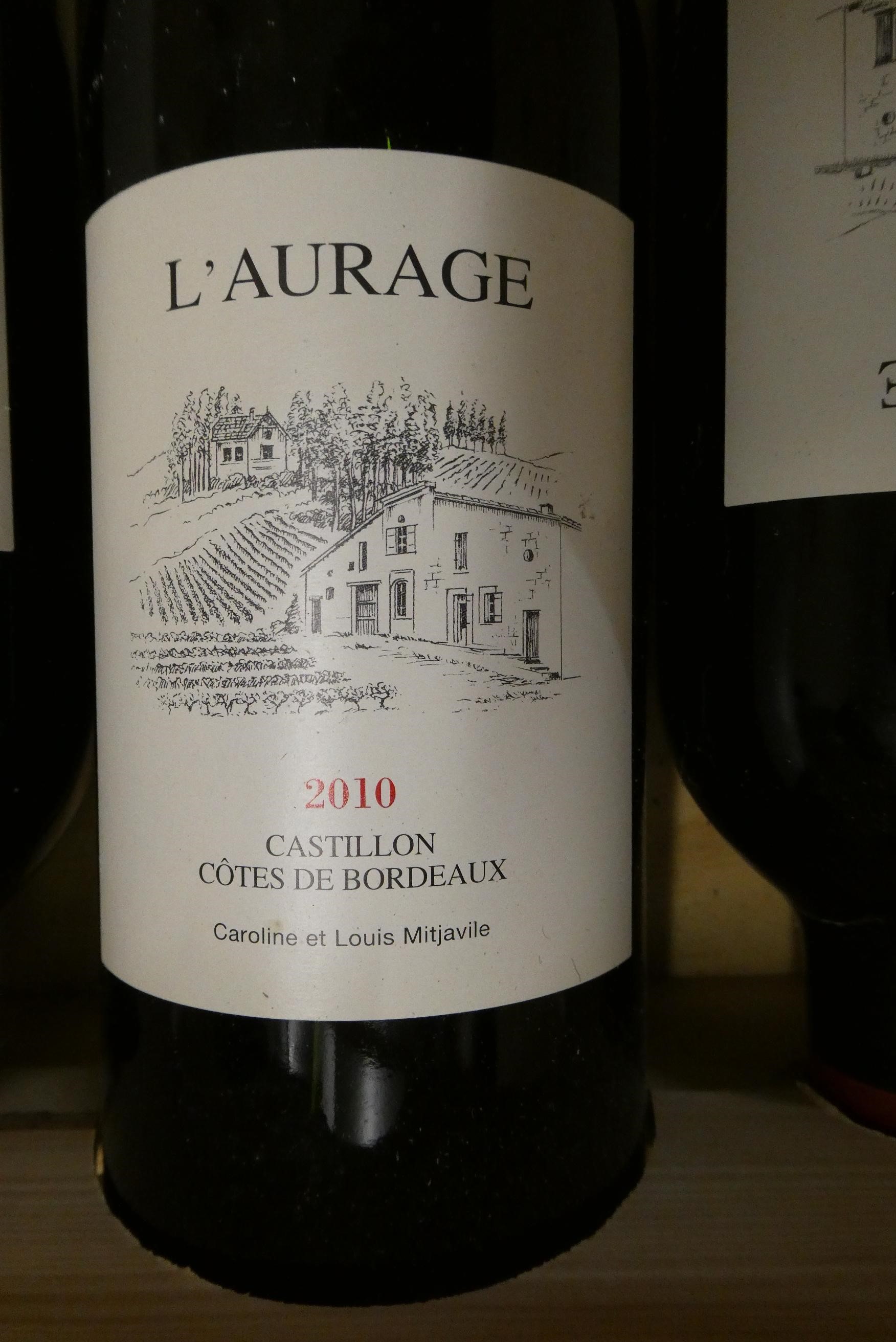 6 bottles L'Aurage, 2010, Caroline et Louis Mitjavile, Castillon Cotes de Bordeaux, OWC (Est. plus Image