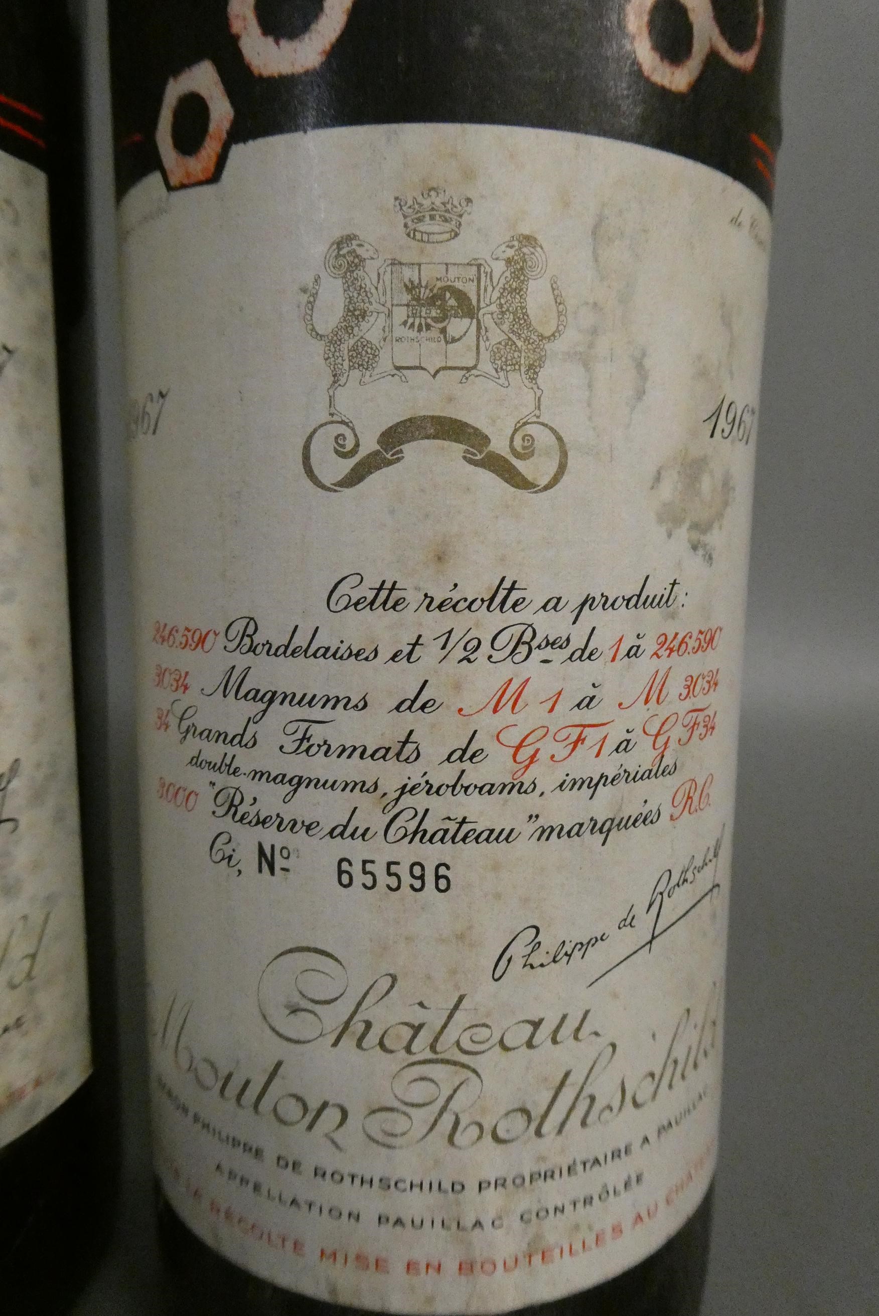 2 bottles Chateau Mouton Rothschild, 1967, pauillac (Est. plus 24% premium inc. VAT) Image