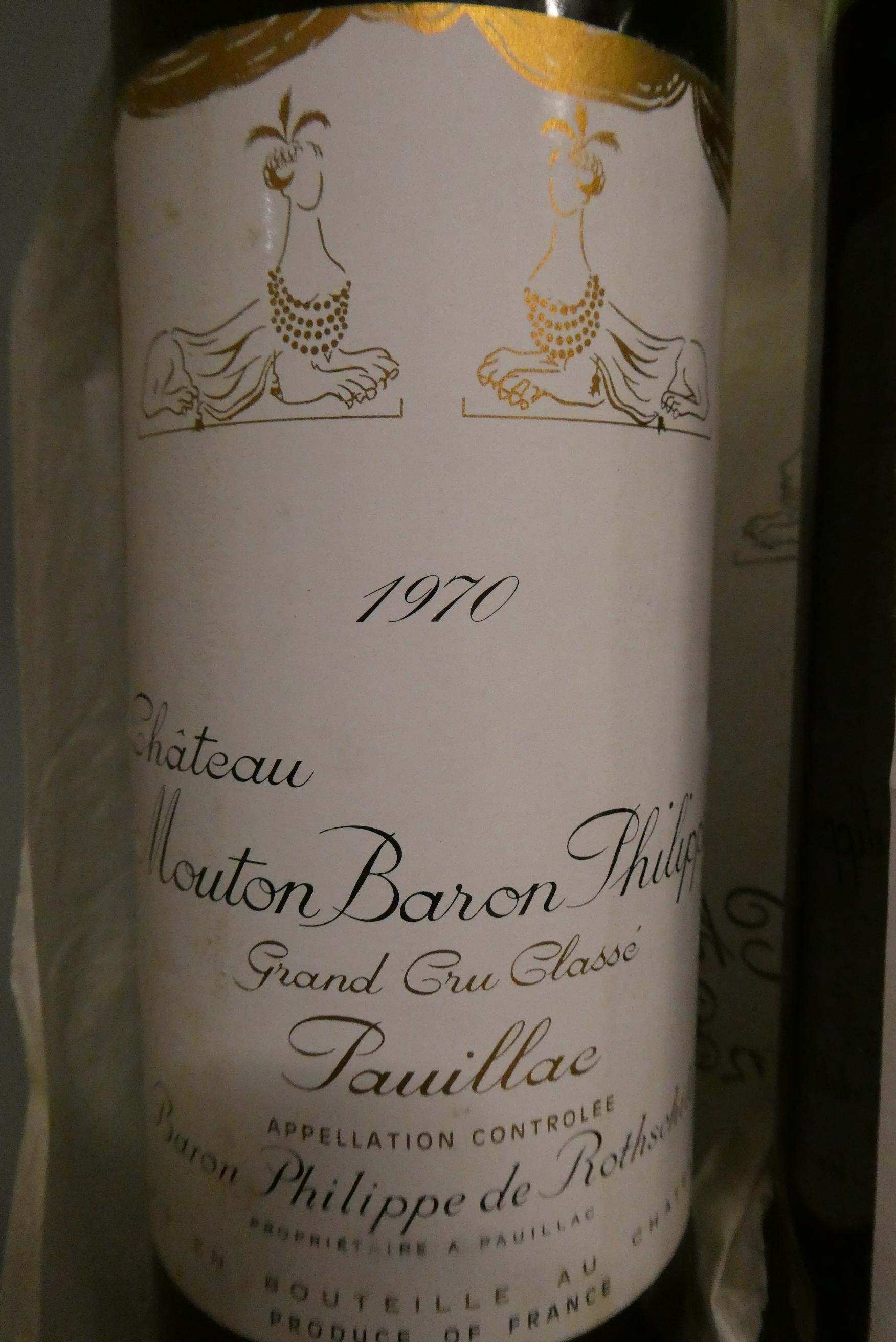 2 bottles Chateau Mouton Baron Phillipe, 1970, pauillac, grand cru classe (Est. plus 24% premium Image