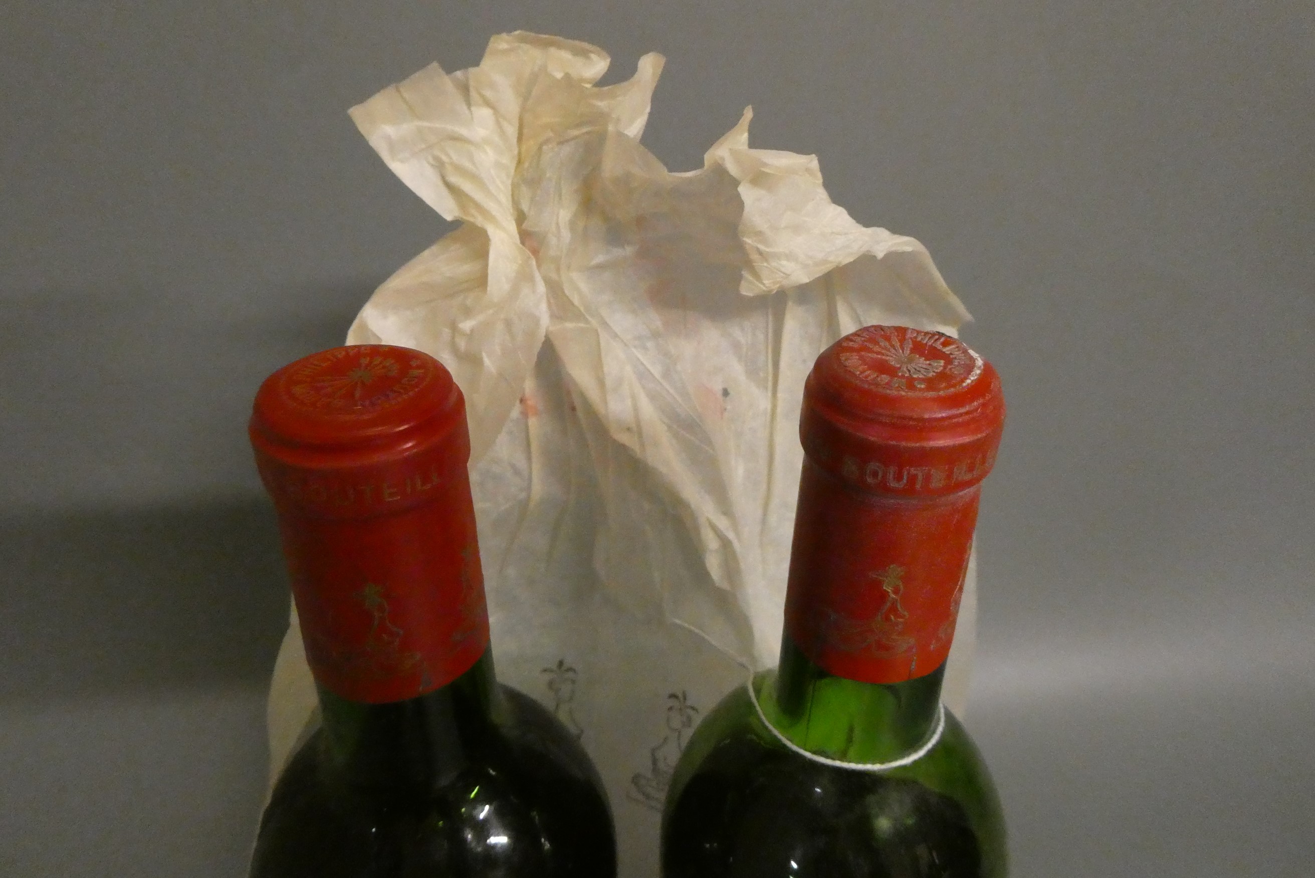 2 bottles Chateau Mouton Baron Phillipe, 1970, pauillac, grand cru classe (Est. plus 24% premium Image