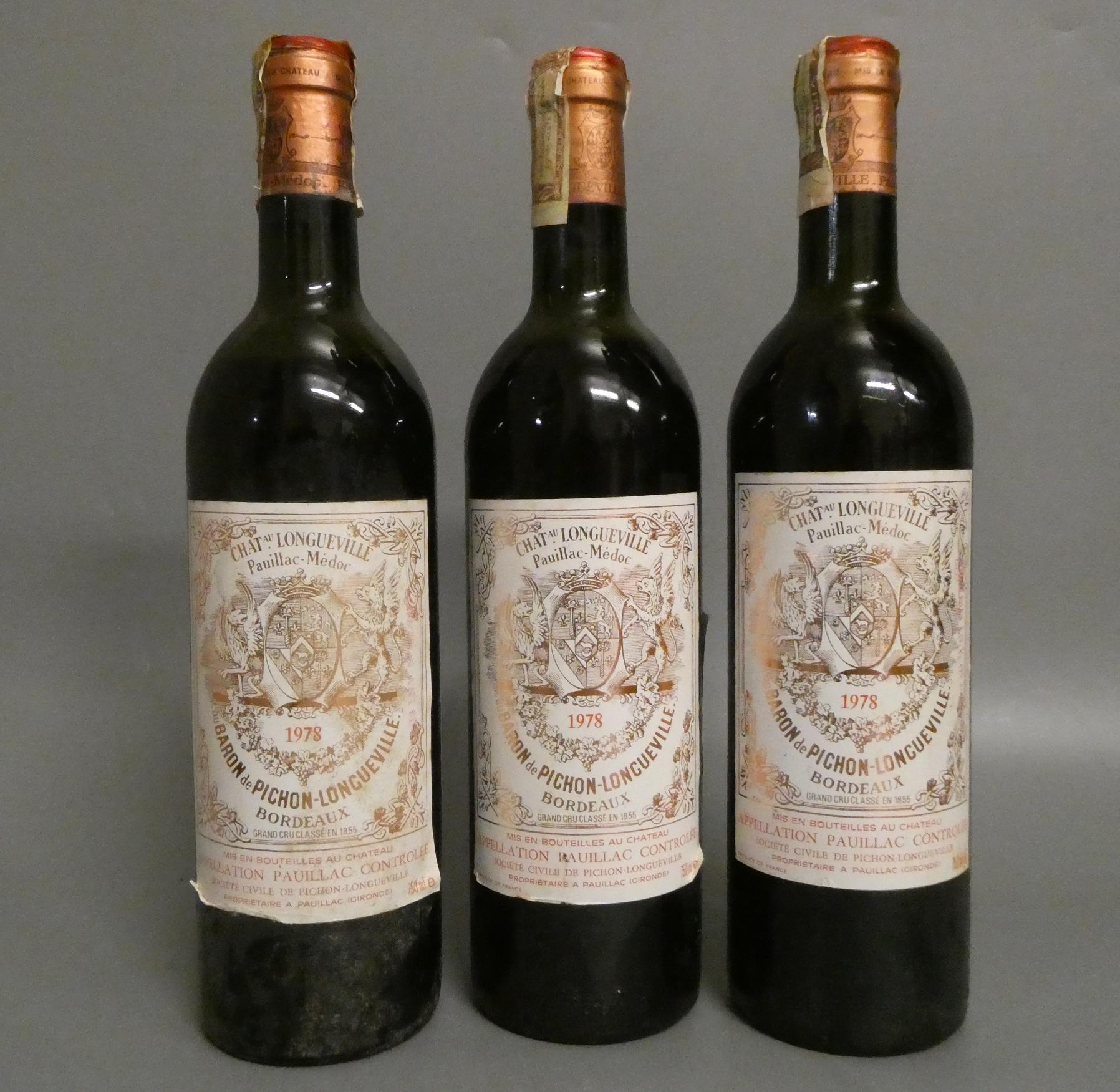 3 bottles Chateau Pichon-Longueville, 1978, pauillac-medoc (Est. plus 24% premium inc. VAT) Image