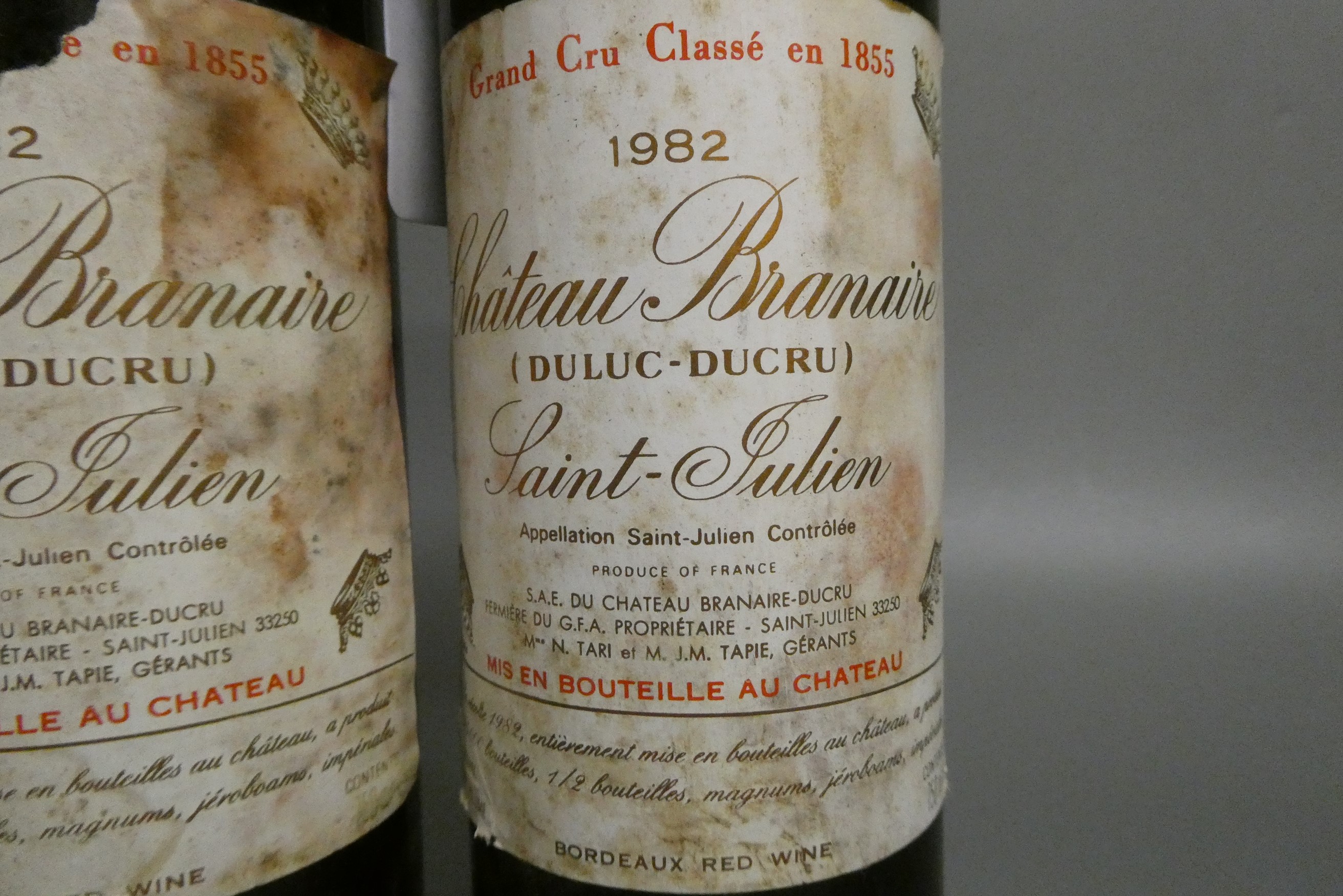 2 bottles Chateau Branaire, 1982, Duluc-Ducru, Saint-Julien, grand cru classe (Est. plus 24% premium Image