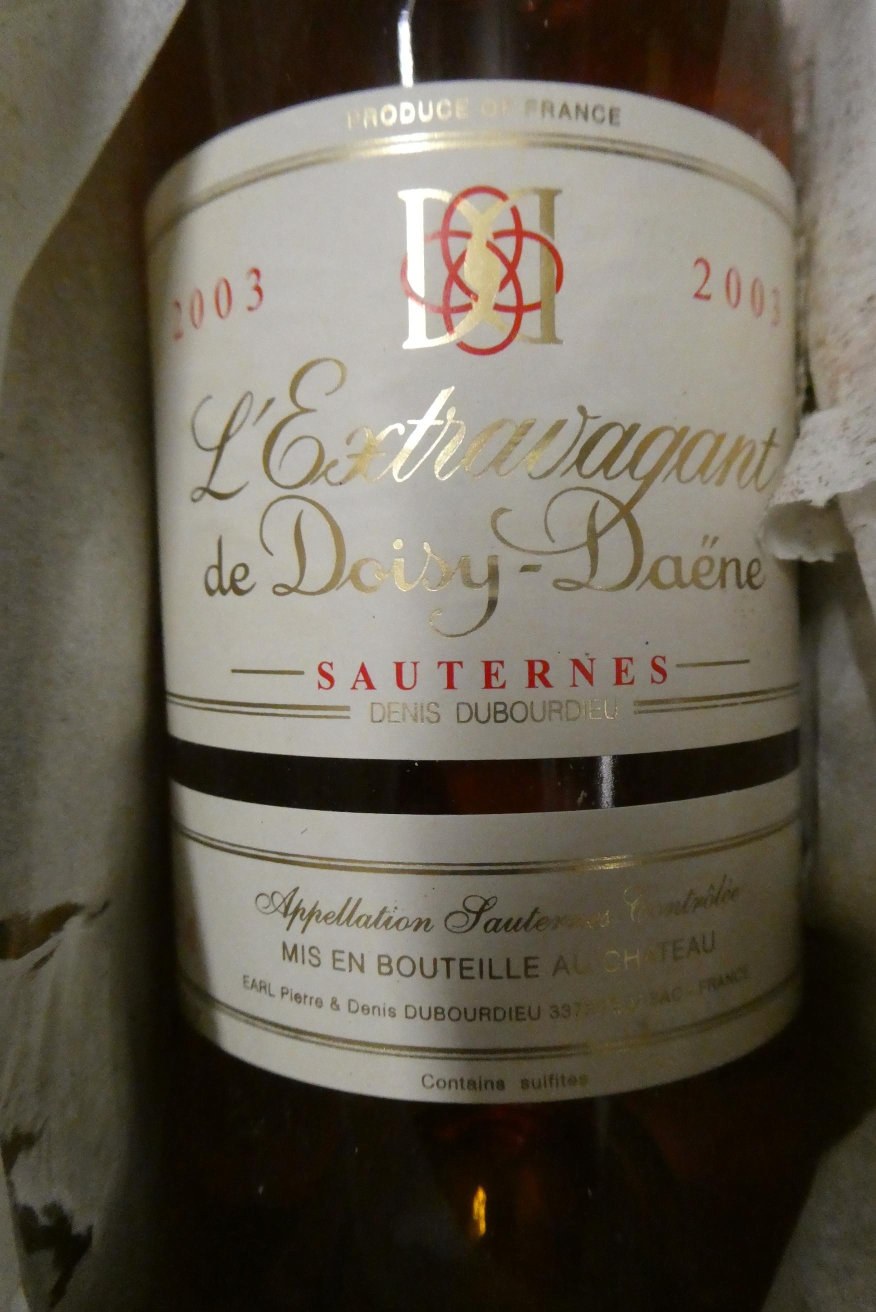 4 half bottles L'Extravagant de Doisy-Daene, 2003, sauternes, OWC (Est. plus 24% premium inc. VAT) Image