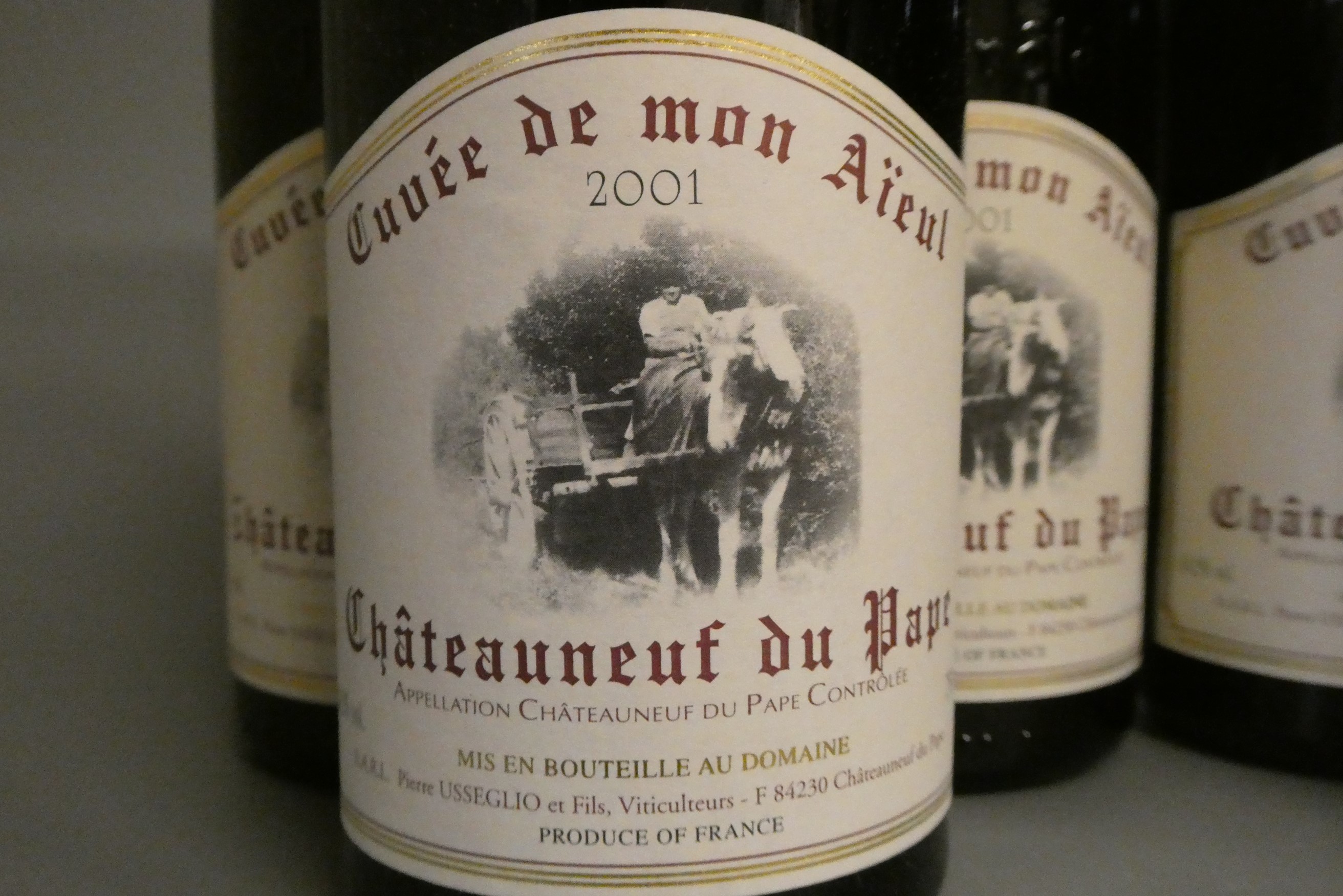 6 bottles Chateauneuf du Pape, 2001, Cuvee de mon Aieul, Domaine Pierre Usseglio, OC (Est. plus 24% Image