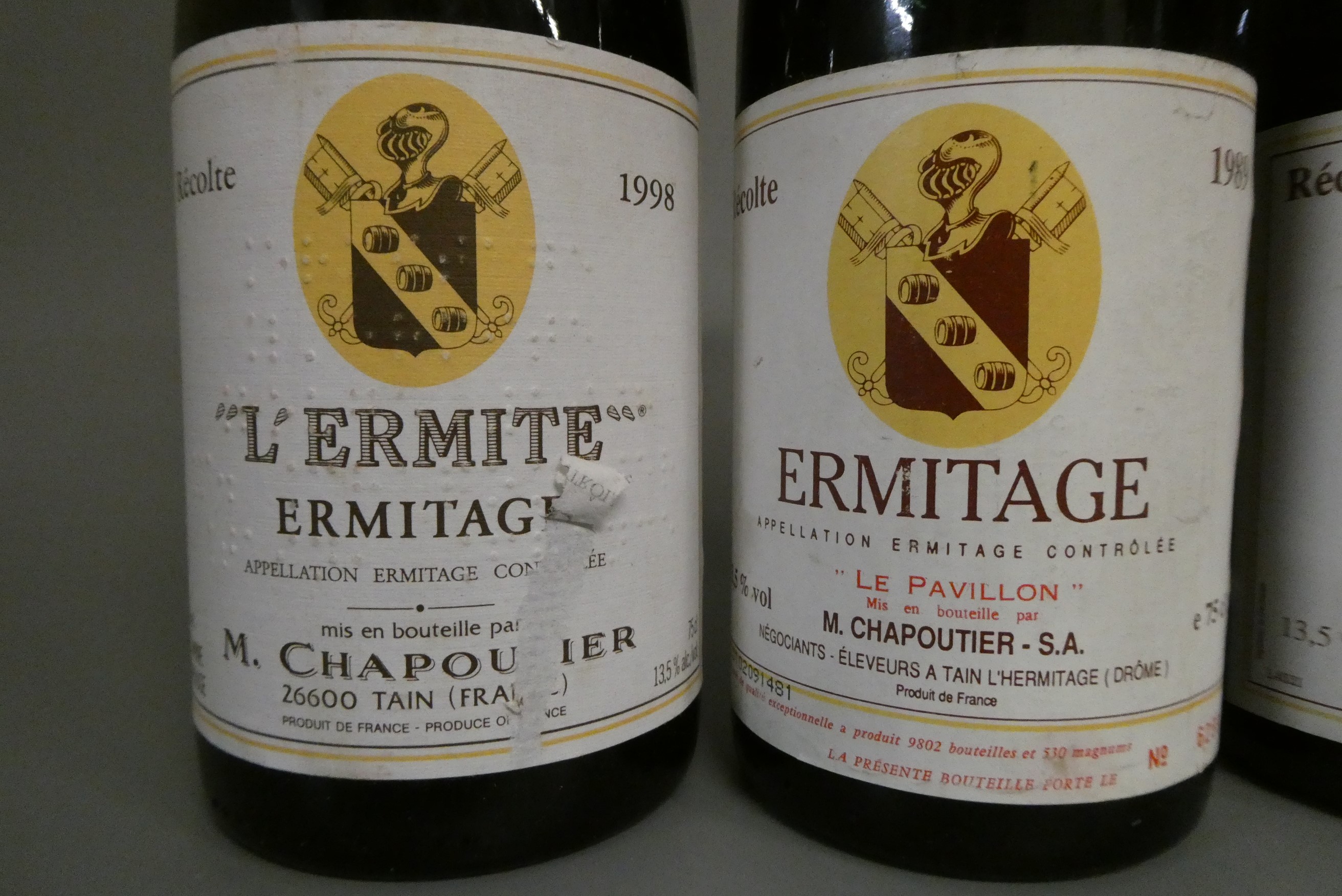 3 bottles Ermitage, M. Chapoutier, comprising 1 1989 "Le Pavillon", 1 1991 "Le Pavillon" and 1 1998 Image