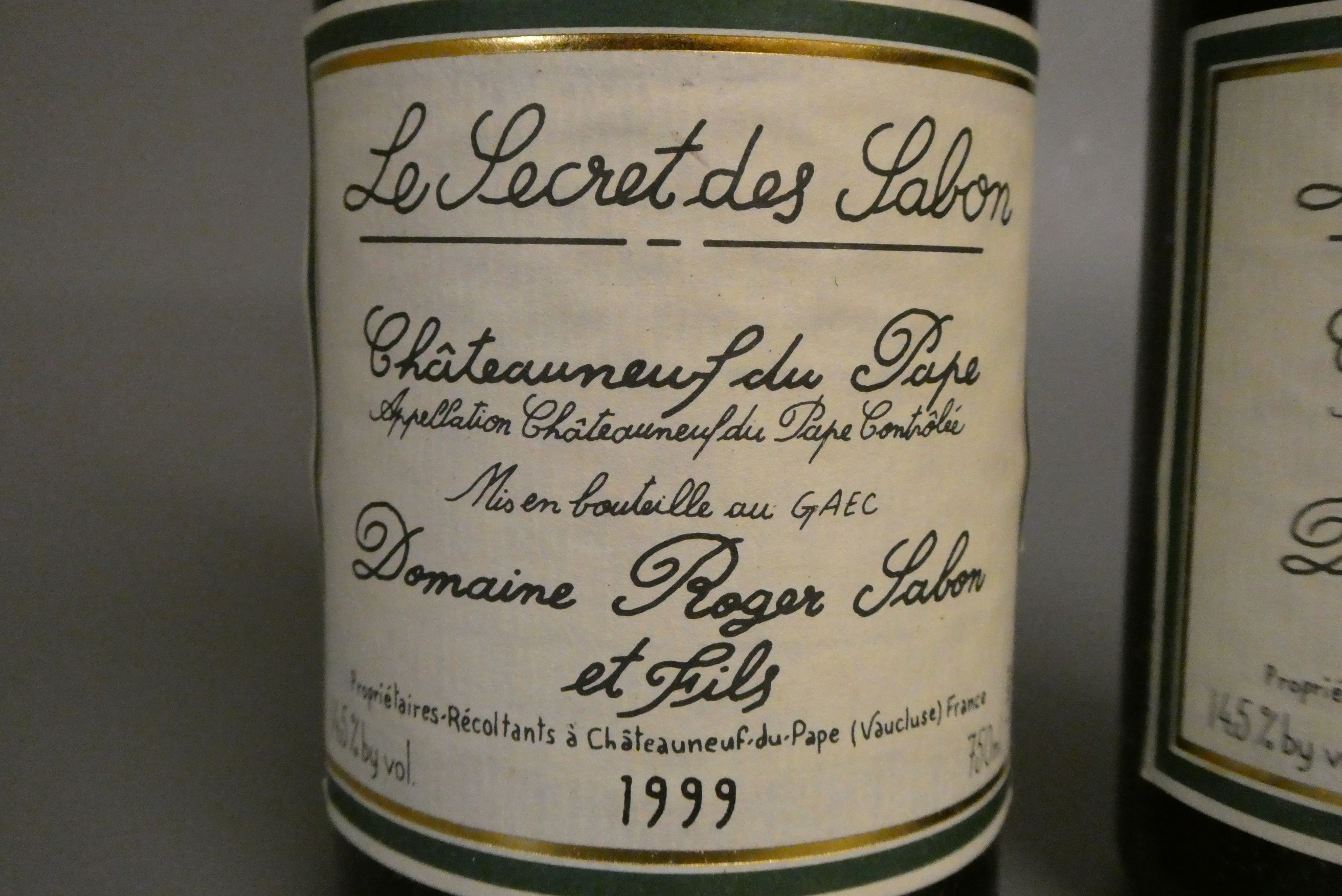 2 bottles Le Secret des Sabon, 1999, Chateauneuf-du-Pape, Domaine Roger Sabon (Est. plus 24% premium Image
