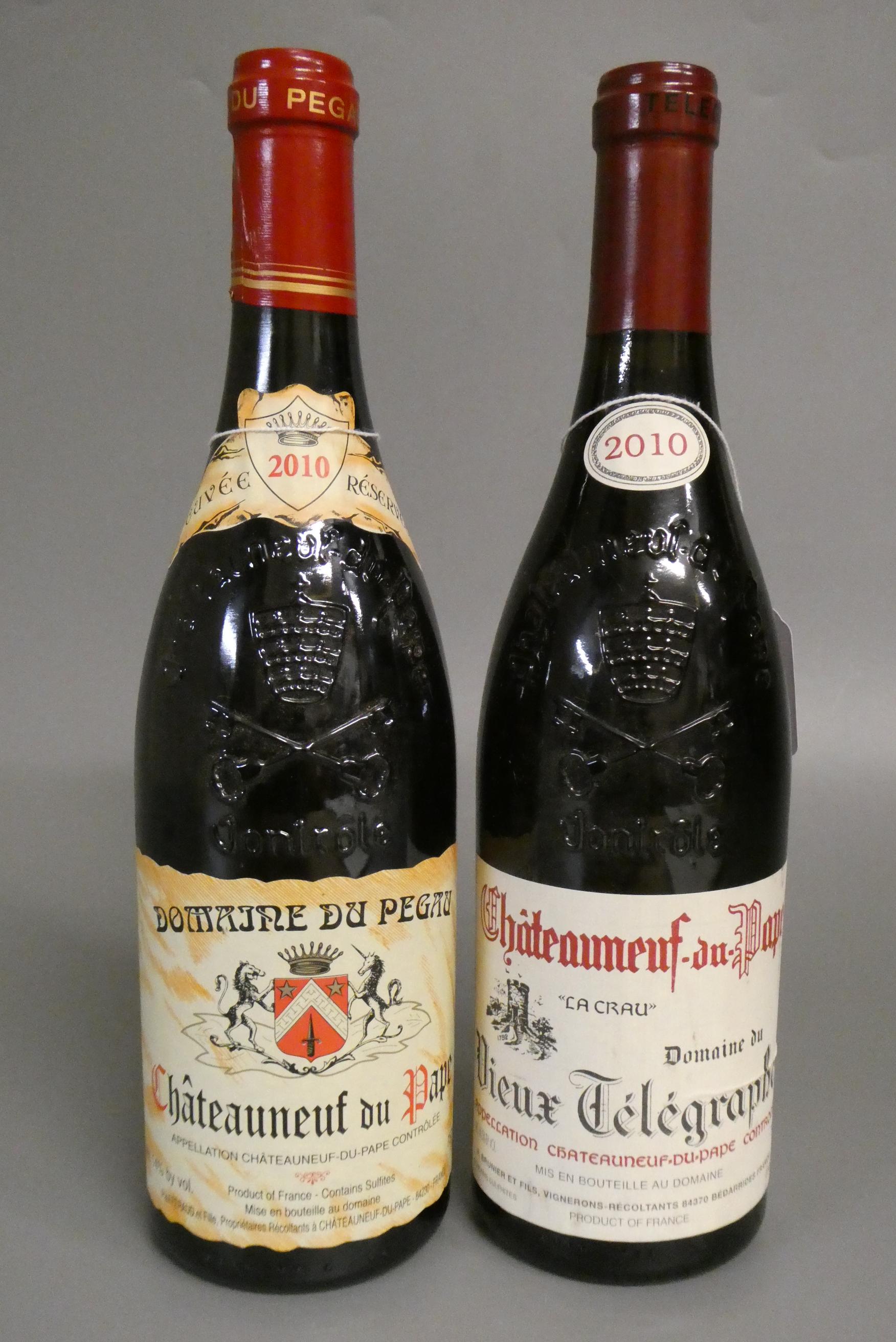 2 bottles Chateauneuf-du-Pape 2010 vintage, comprising 1 Domaine du Pegau and 1 Domaine du Dieux Image