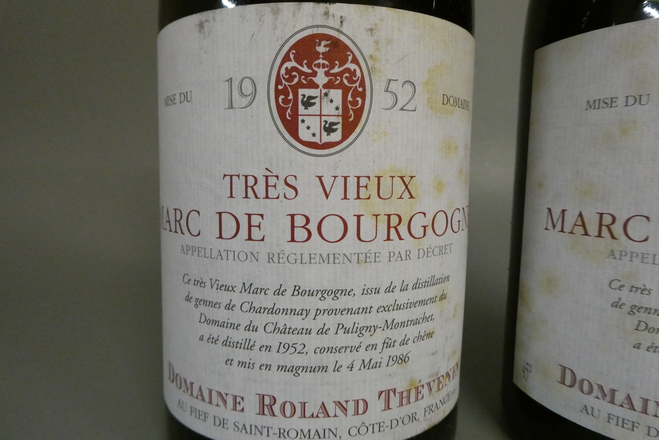 2 magnums Tres Vieux Marc de Bourgogne, 1952, Domaine Roland Thevenin (Est. plus 24% premium inc. Image