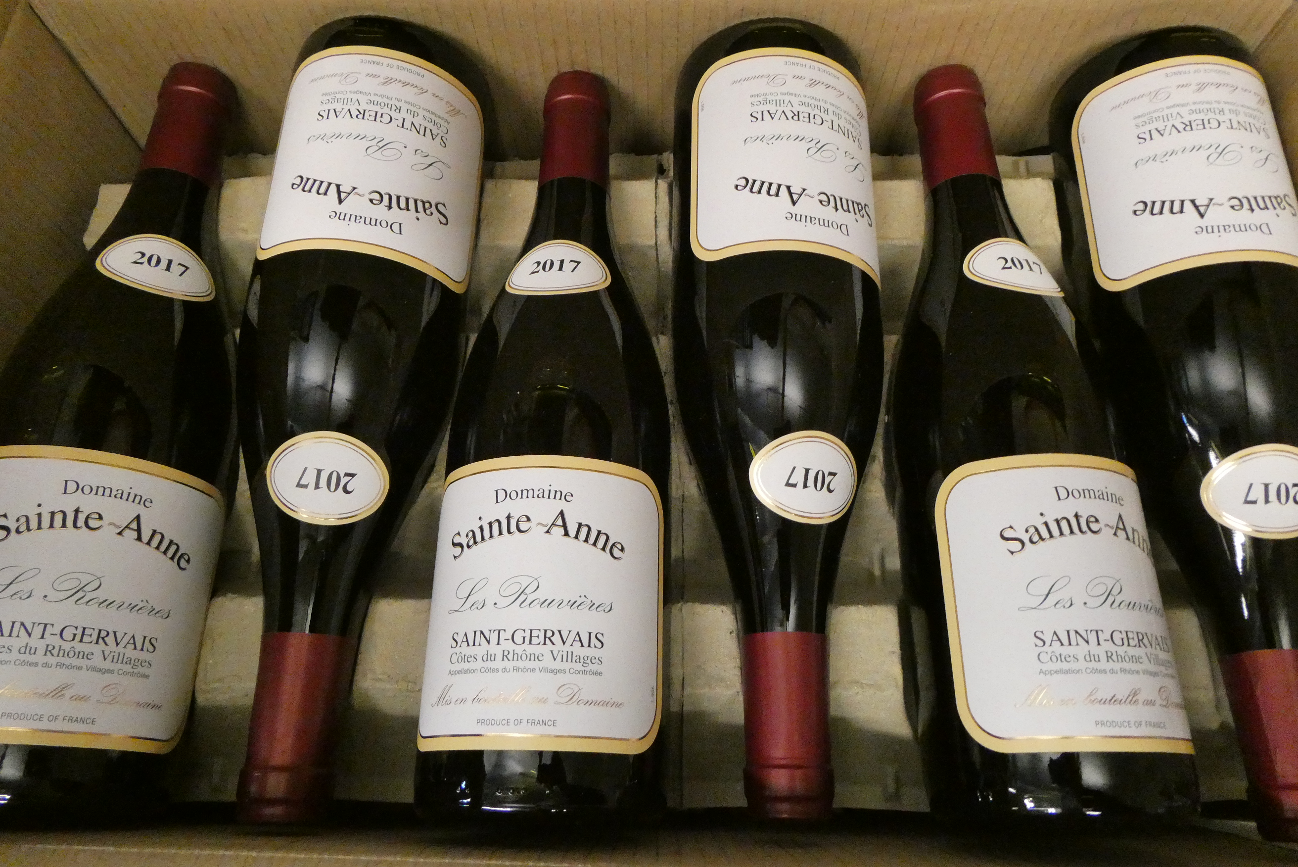 12 bottles Domaine Sainte-Anne, Les Rouvieres, 2017, Saint-Gervais, Cotes du Rhone Villages, OC Image