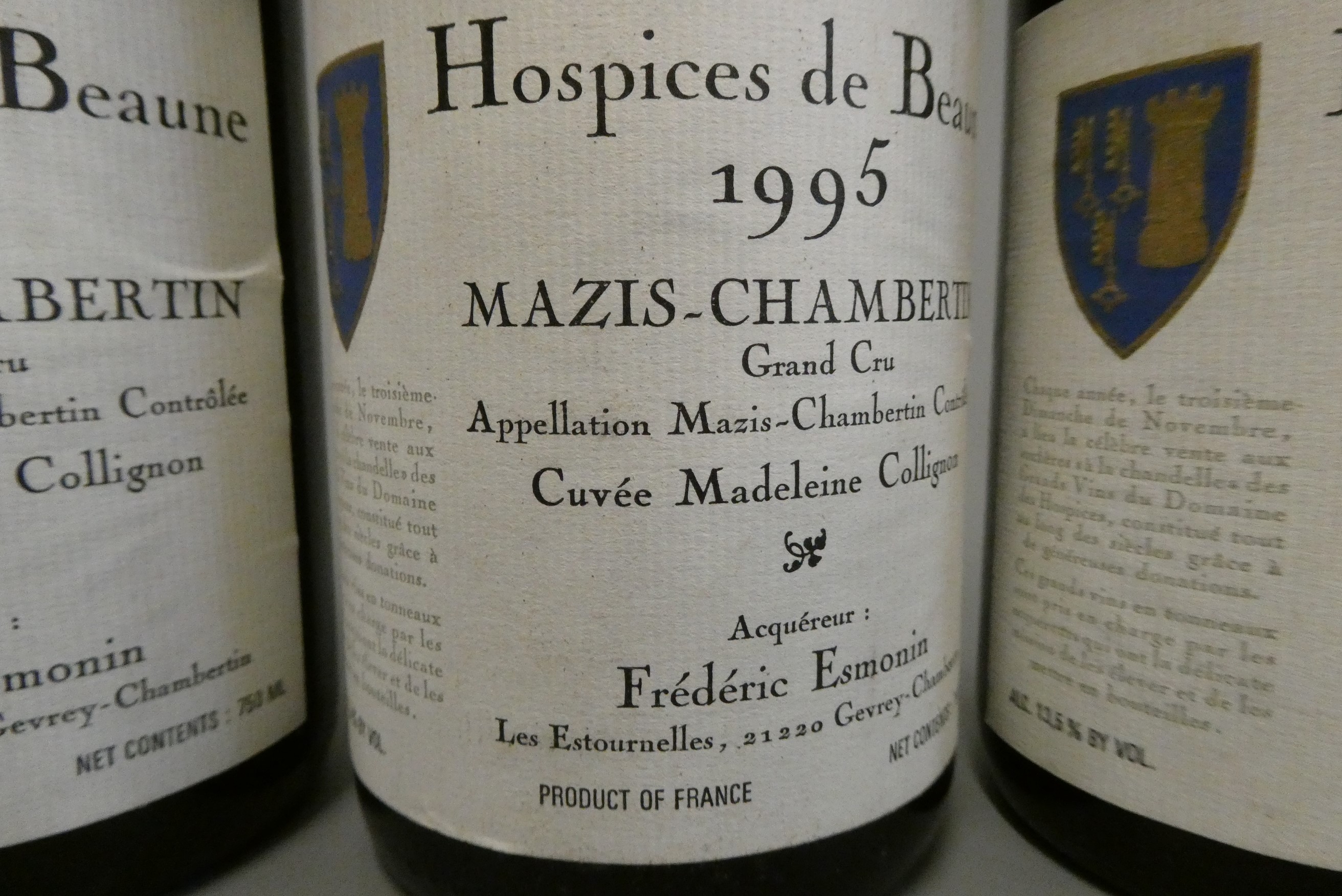 6 bottles Hospices de Beaune, 1995, Mazis-Chambertin, Frederic Esmonin, grand cru (Est. plus 24% Image