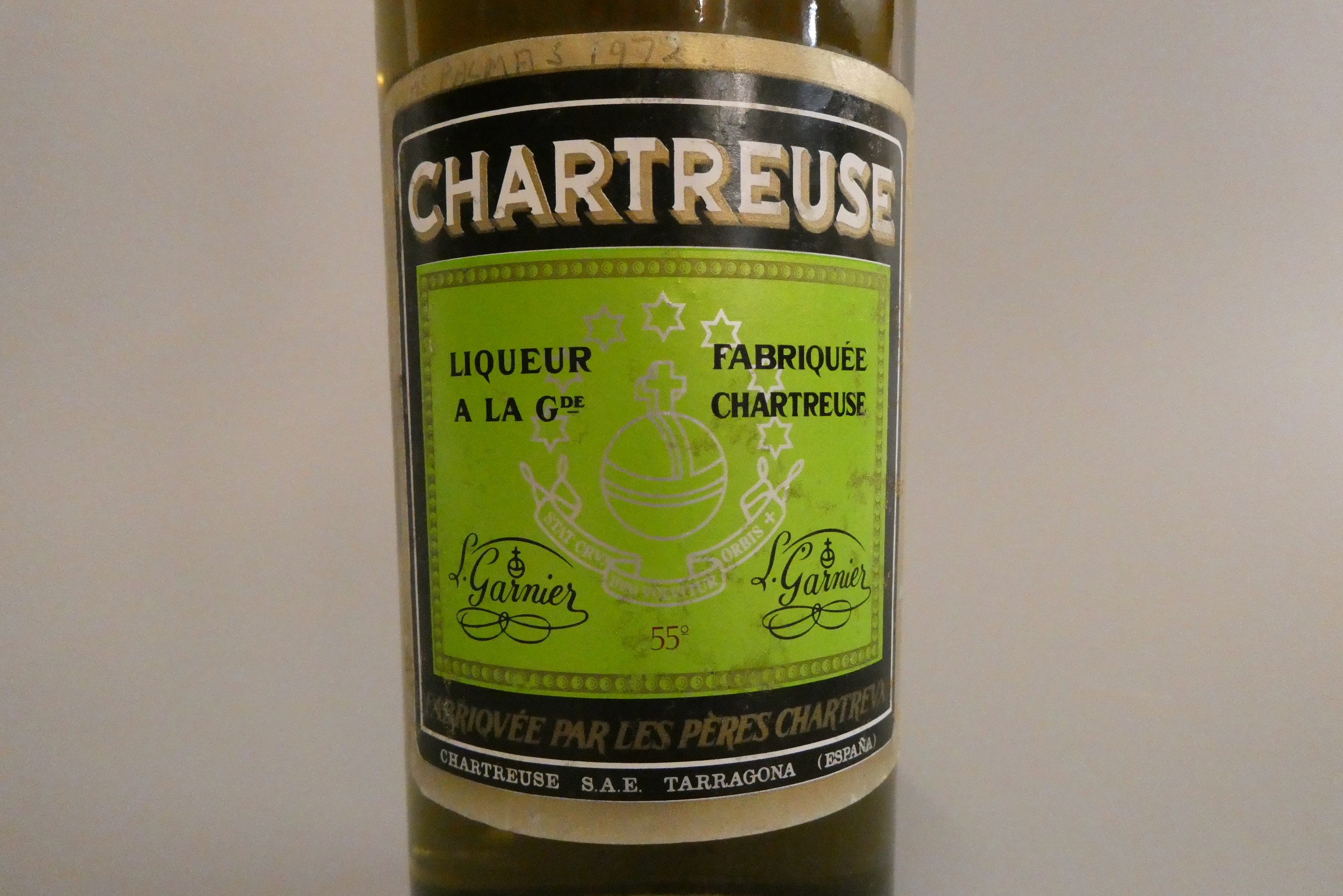1 bottle Green Chartreuse, L. Garnier, 55°, hand written dating for 1972 (Est. plus 24% premium inc. Image