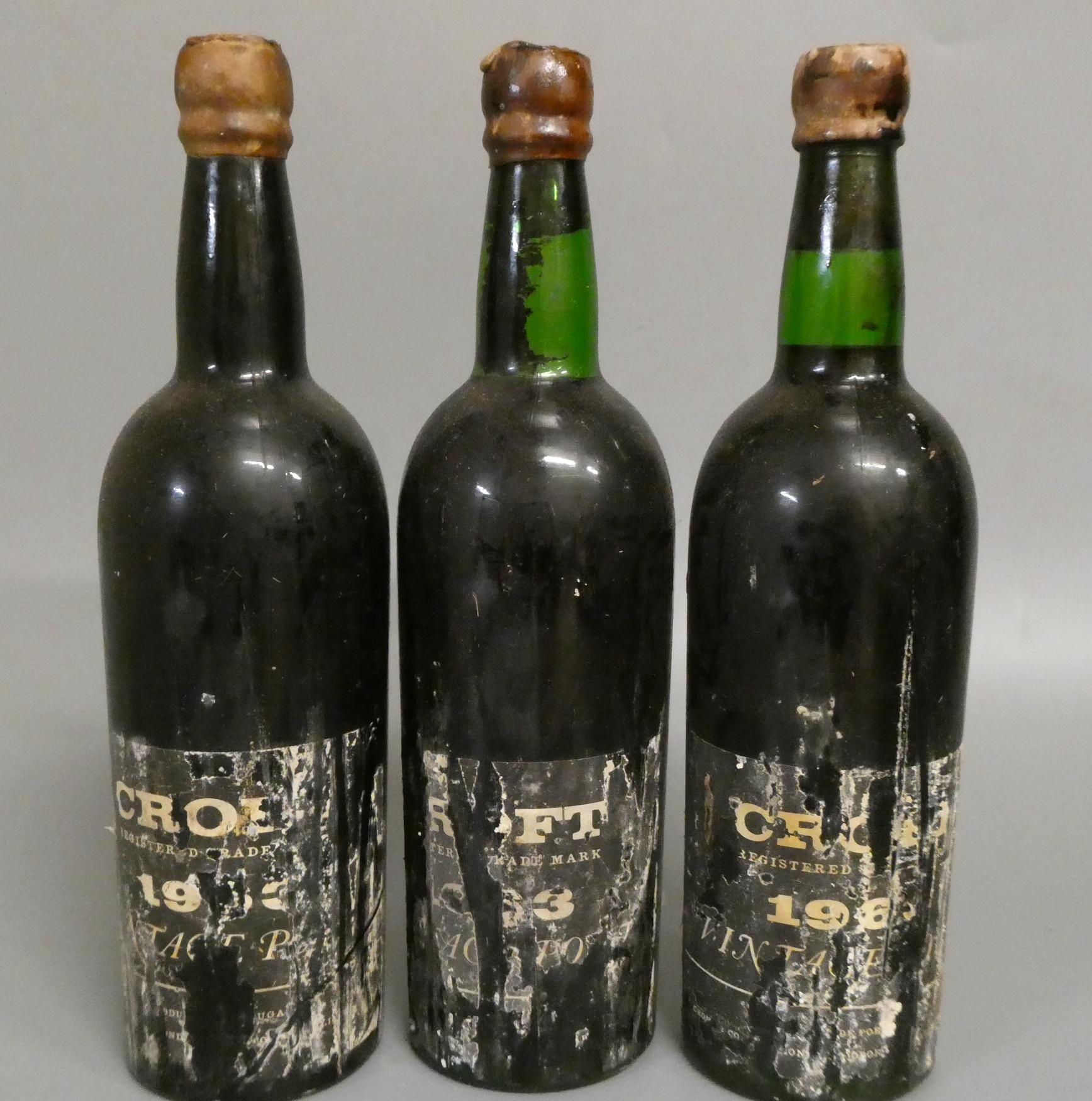 3 bottles Crofts 1963 vintage port (Est. plus 24% premium inc. VAT) Image