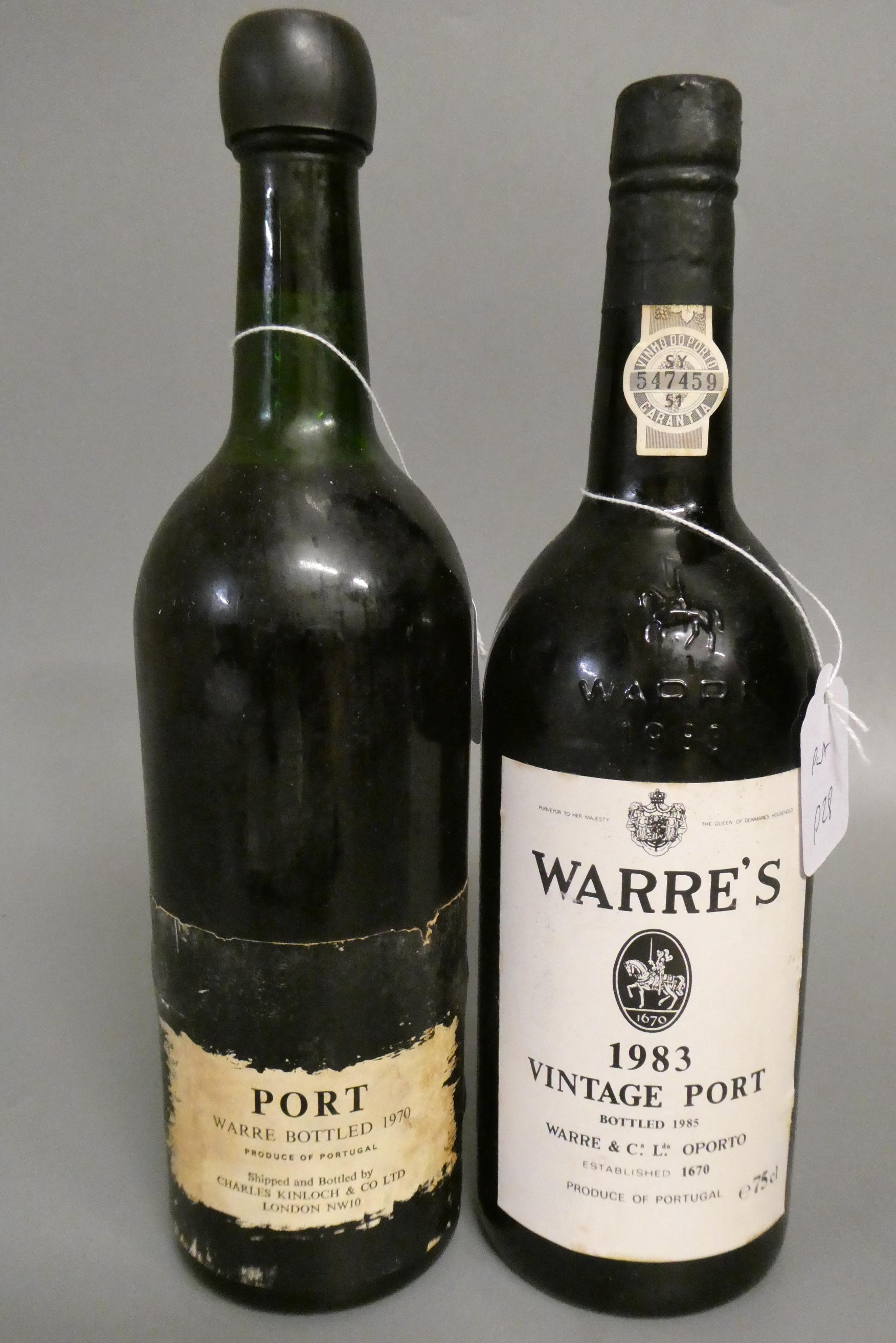 2 bottles of Warres Port, comprising a 1 bottle 1987 vintage port and 1 1970 bottle by Charles Image