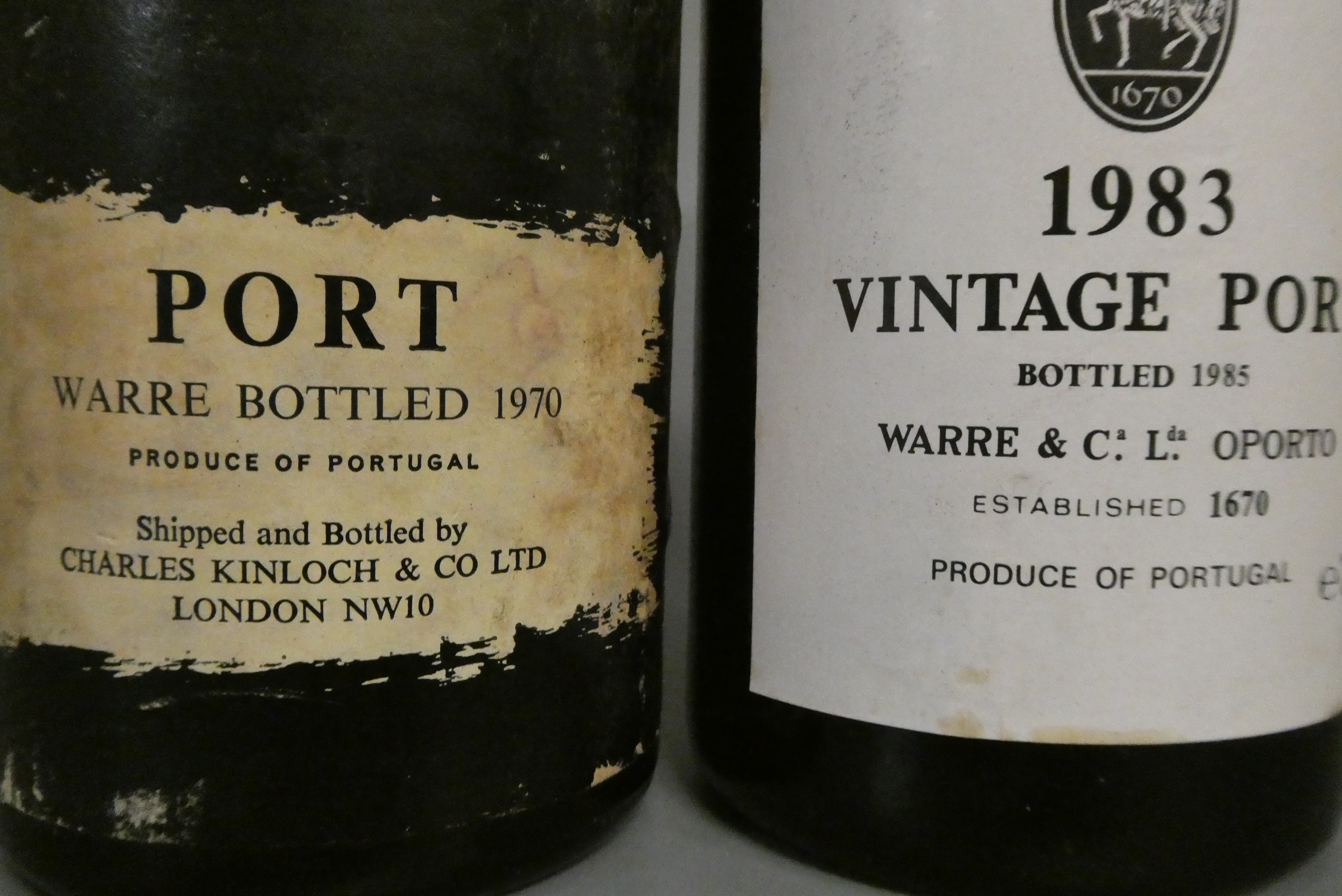2 bottles of Warres Port, comprising a 1 bottle 1987 vintage port and 1 1970 bottle by Charles Image