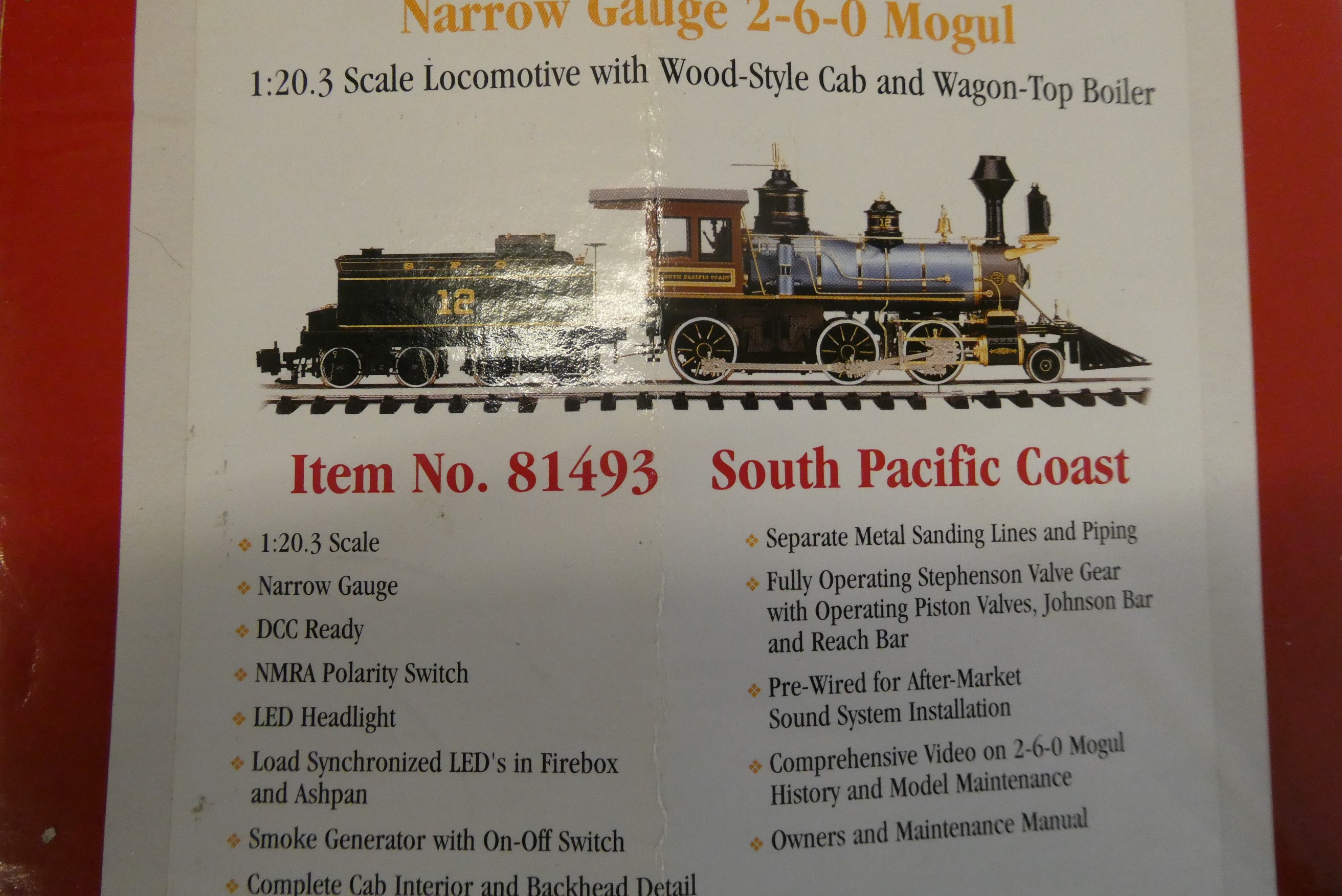 Bachmann Spectrum narrow gauge Mogul locomotive South Pacific Coast, good Image