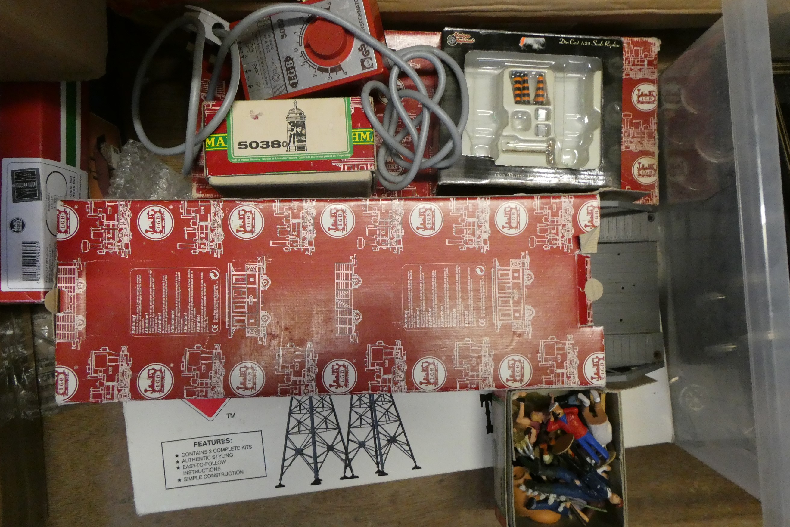 A quantity of G scale track, trackside accessories, controllers and playworn items, fair Image