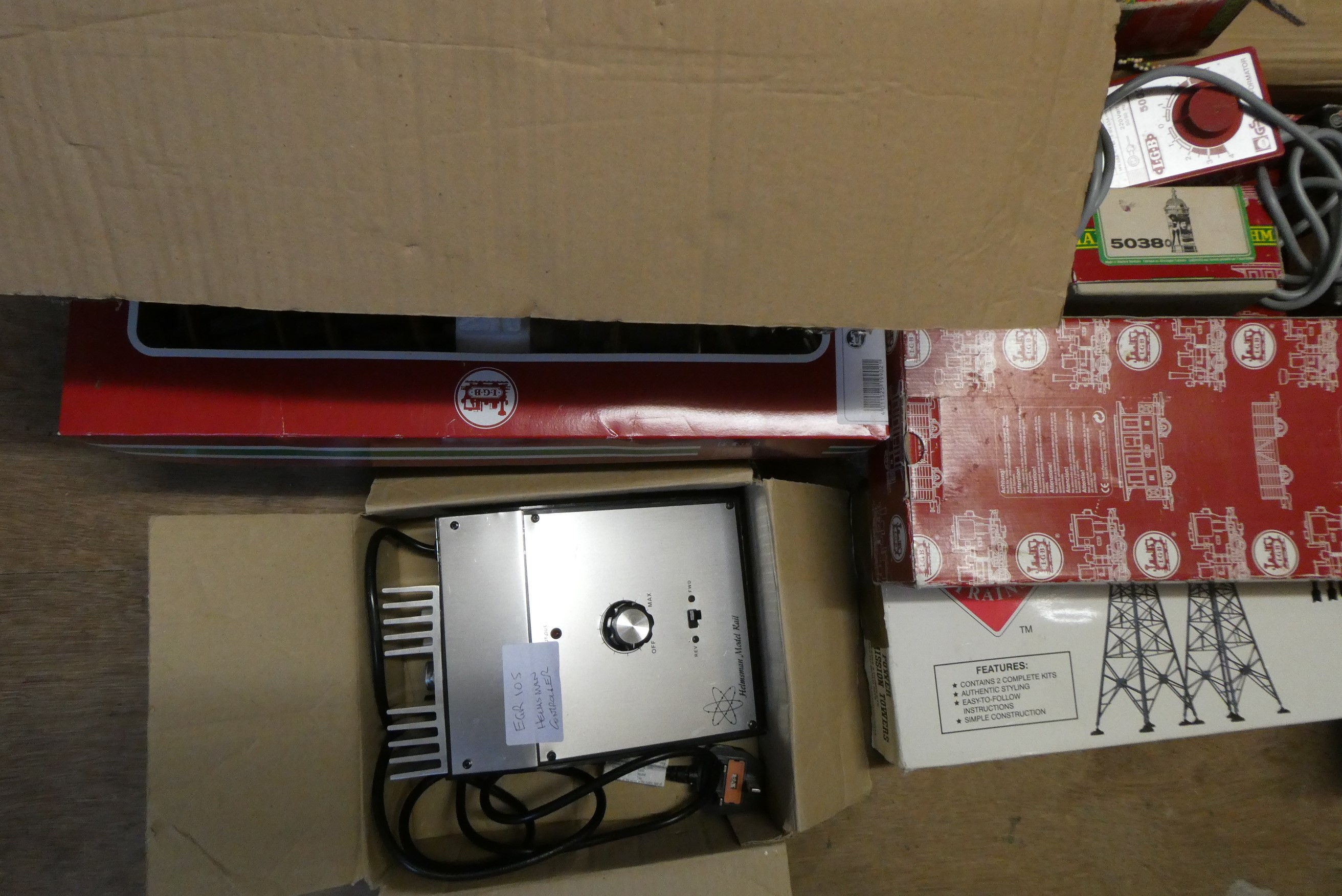 A quantity of G scale track, trackside accessories, controllers and playworn items, fair Image