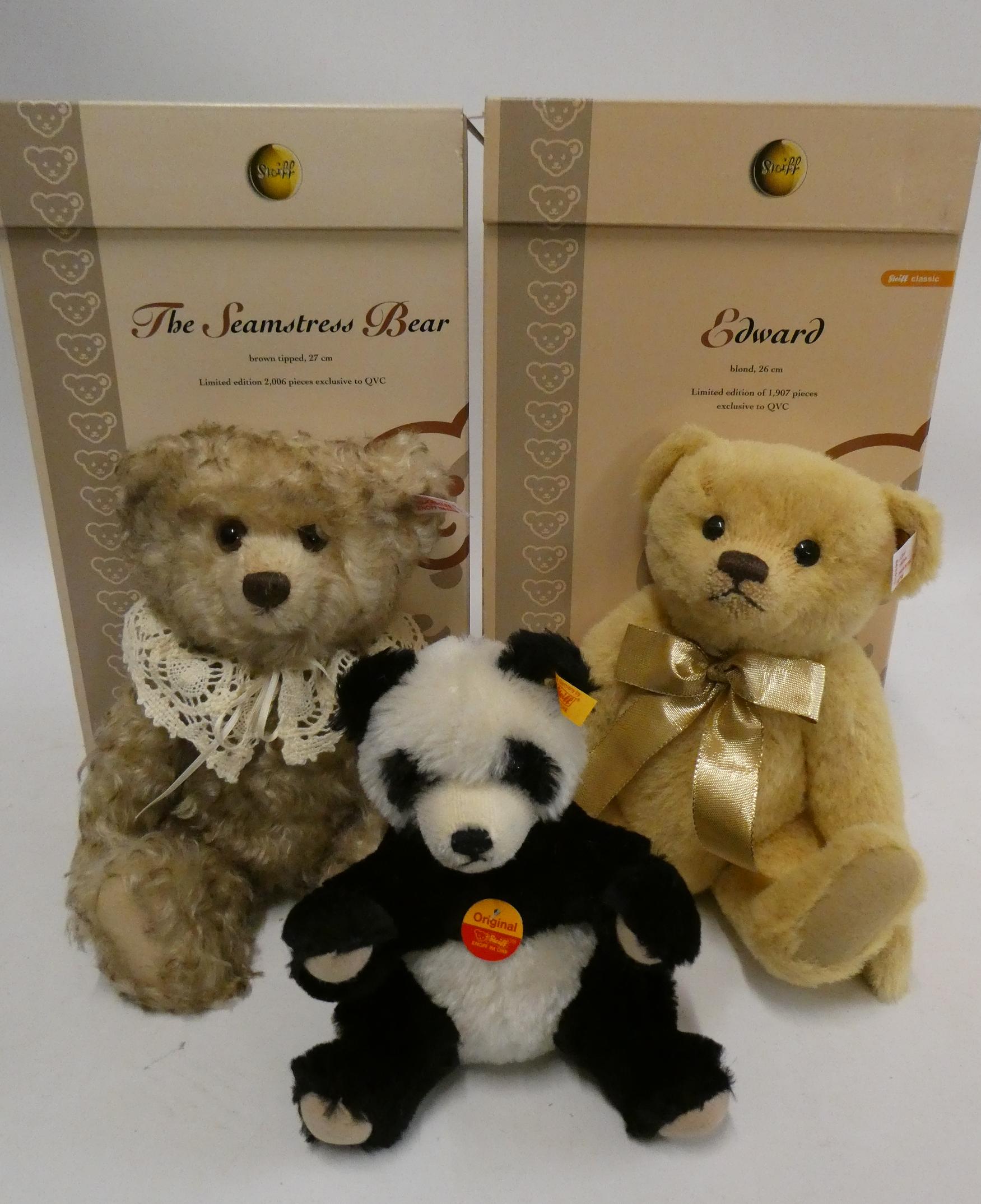 Two boxed Steiff bears, comprising a 27cm Seamstress Bear and a 26cm Edward, both with certificates, Image