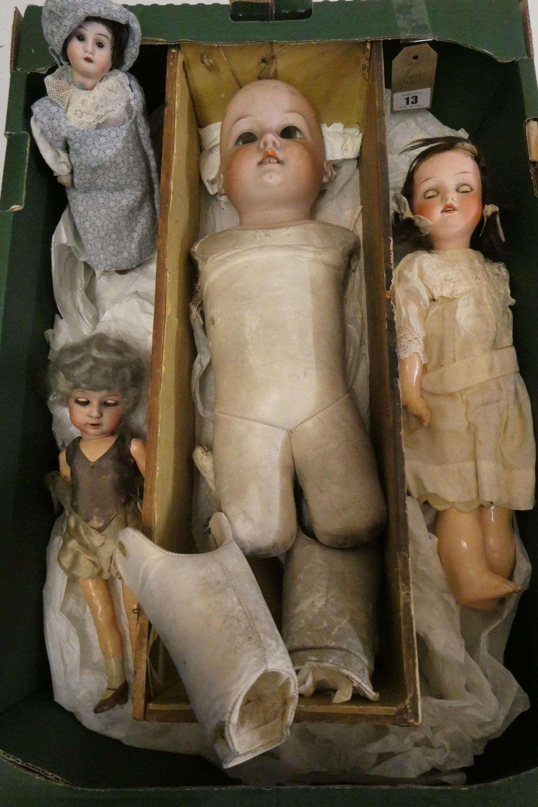 4 German bisque head dolls Image