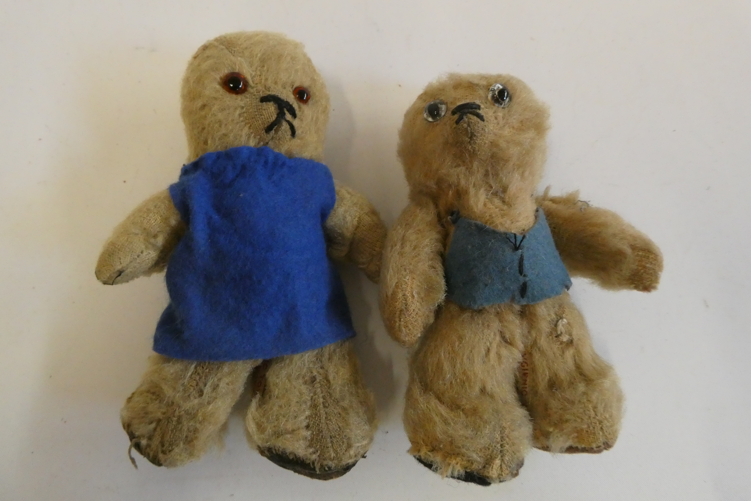 Rare Chad Valley "Three bears" mother and father teddies, both with glass eyes, felt clothing and Image