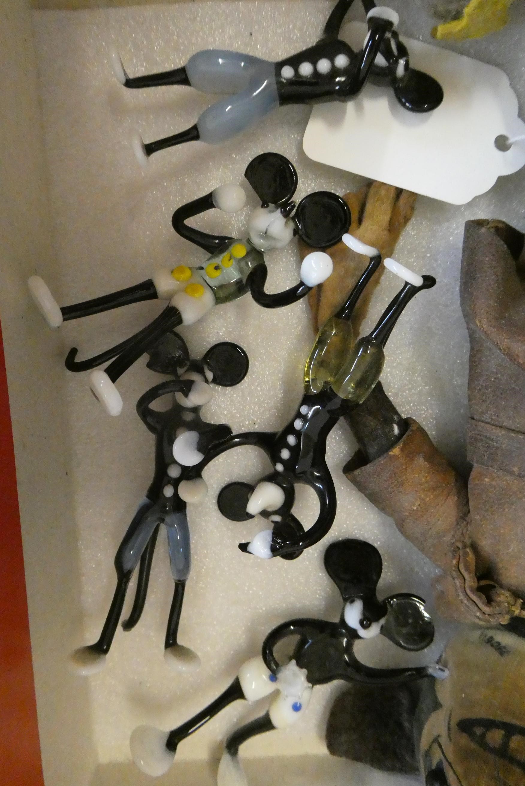 Deans felt Mickey Mouse, with shoe button eyes and original clothing, 7 1/2" long, together with Image