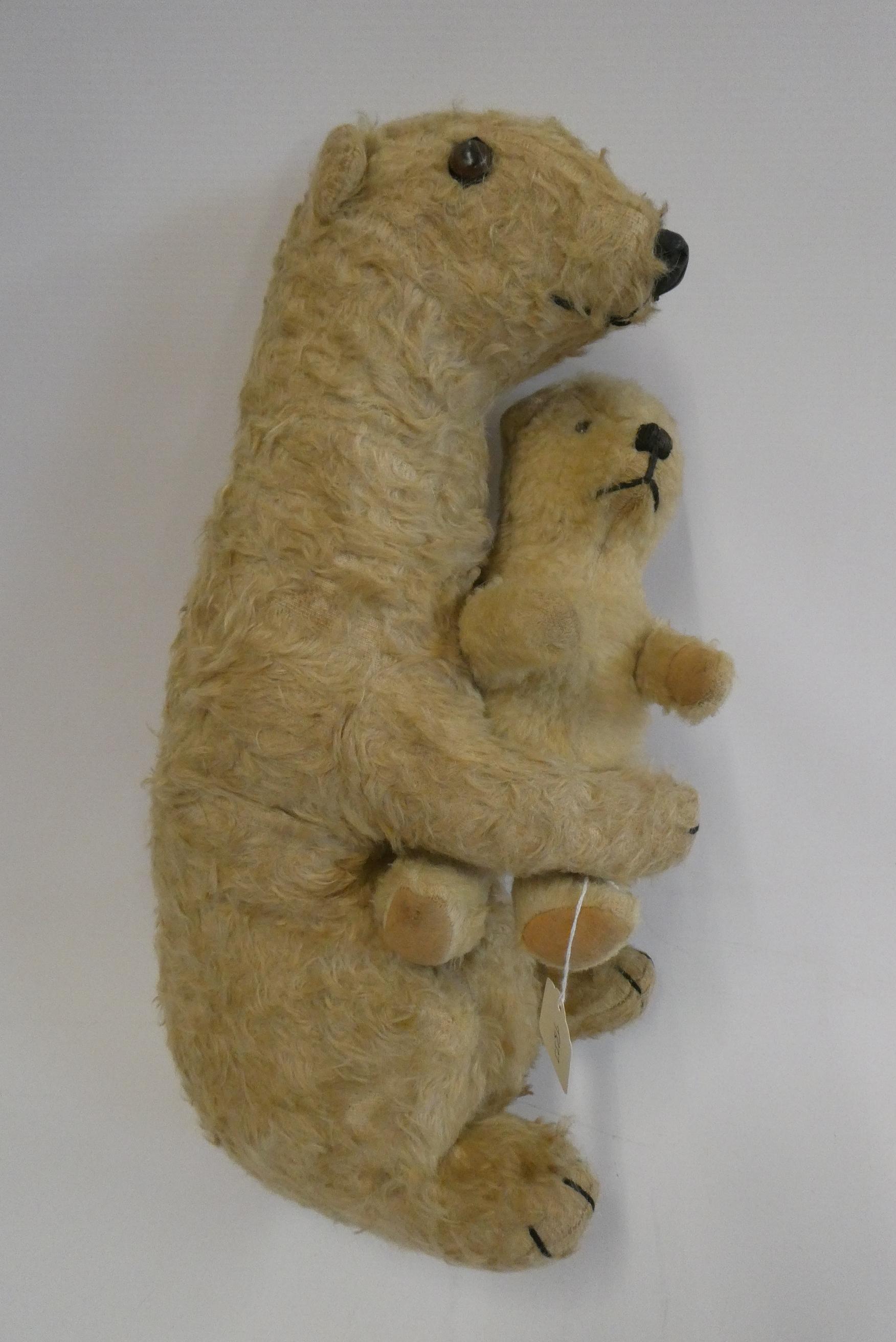 Deans Rag book polar bear and cub, Ivy & Brumas, c.1950, with white plush and label Image