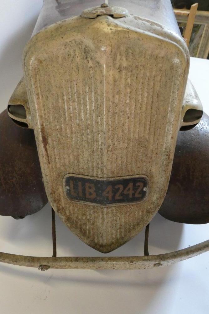 Lines Brothers vintage open tourer pedal car, pressed metal construction with maroon pin striped Image