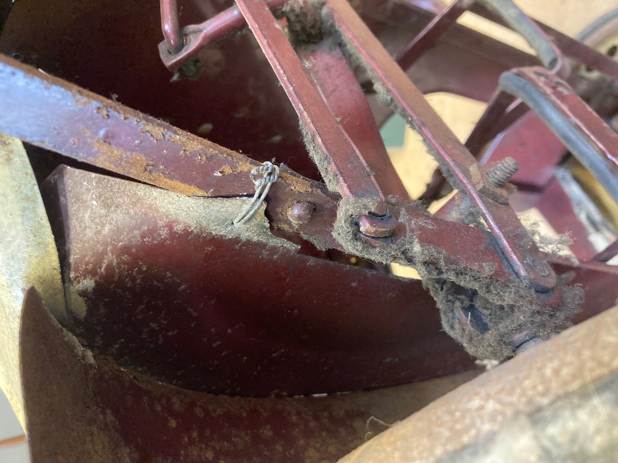 Lines Brothers vintage open tourer pedal car, pressed metal construction with maroon pin striped Image