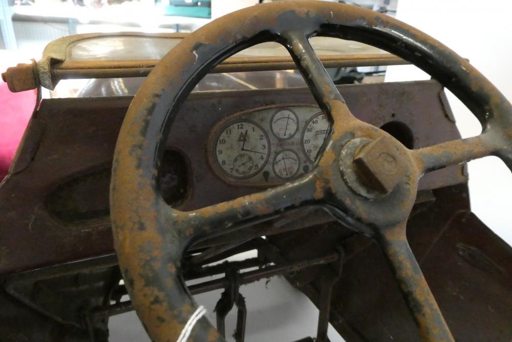 Lines Brothers vintage open tourer pedal car, pressed metal construction with maroon pin striped Image