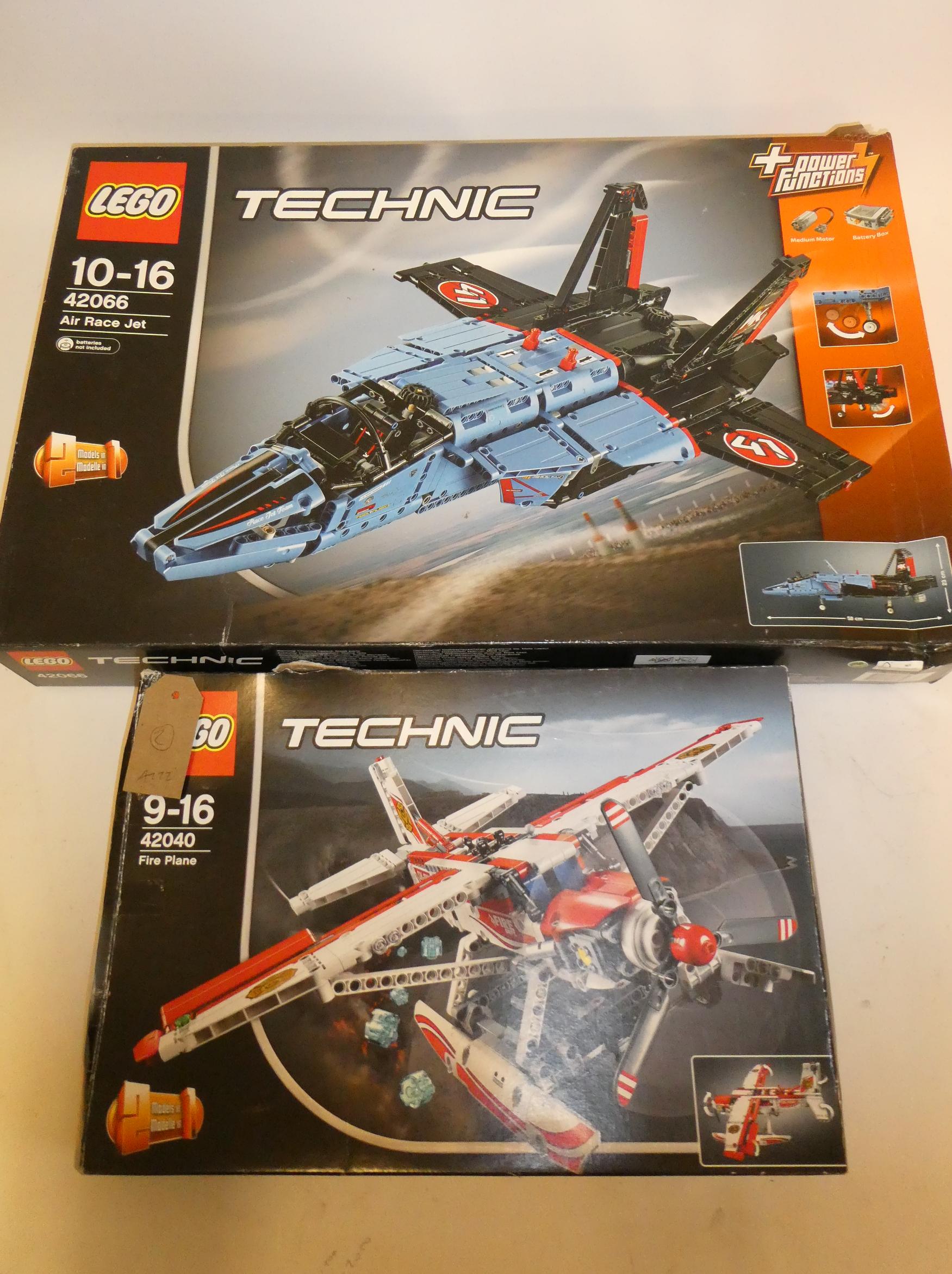 2 Lego Technic boxed sets, comprising 42066 Air Race Jet and 42040 Fire Plane Image