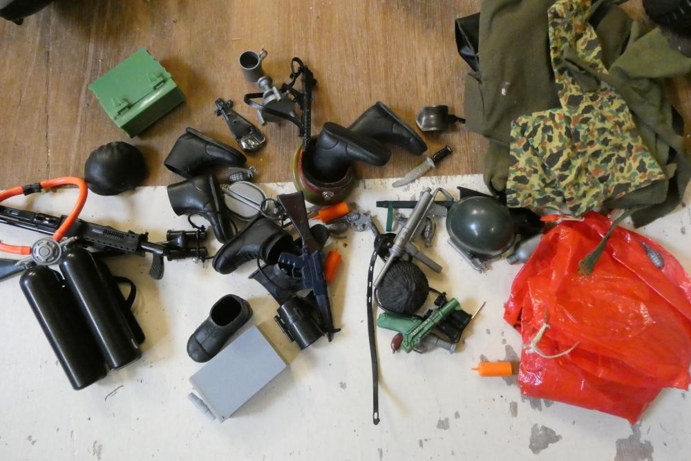 Action Man accessories and vehicles, comprising boxed Space Speeder, boxed Jeep, boxed Iron Knight Image