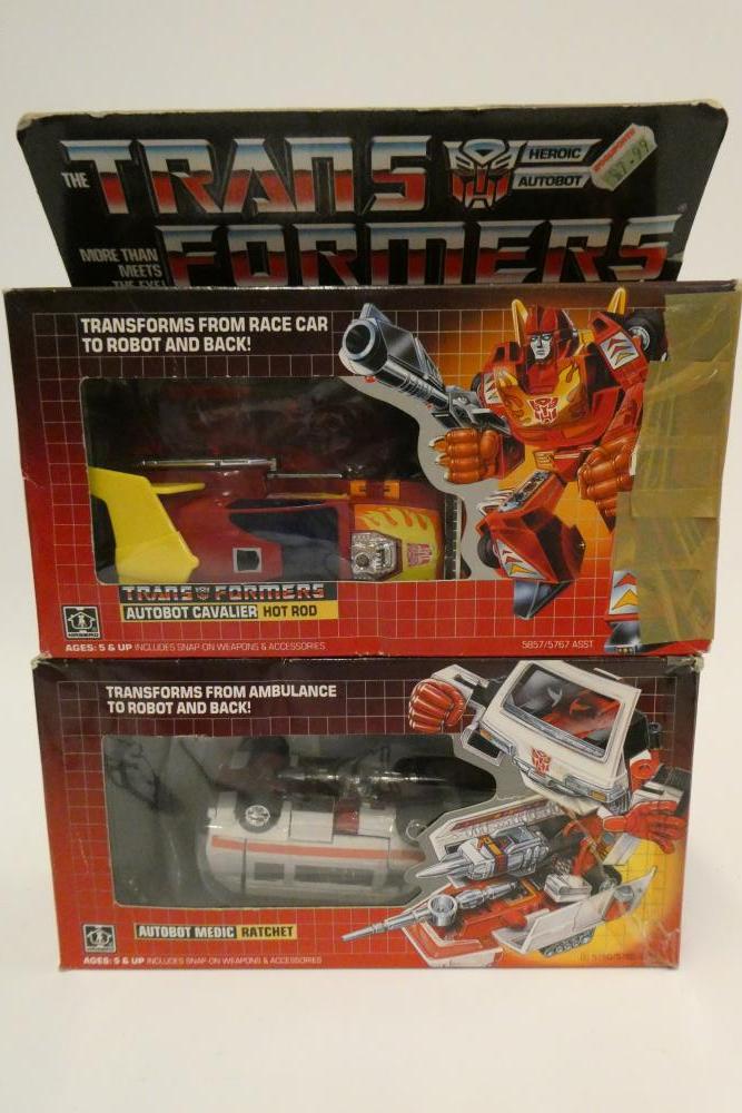 Two boxed Transformers, comprising Autobot Medic Ratchet and Autobot Cavalier Hot Rod, figures fair, Image