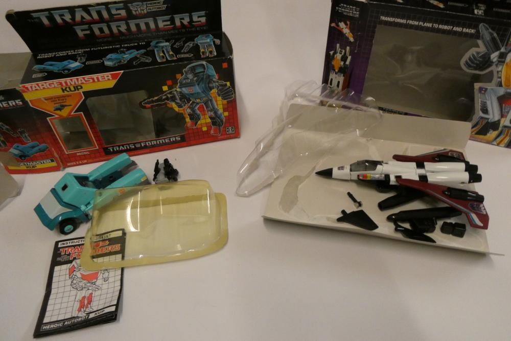 Two boxed Transformers, comprising Targetmaster Kup and Decepticon Ramjet, figures fair, box af Image