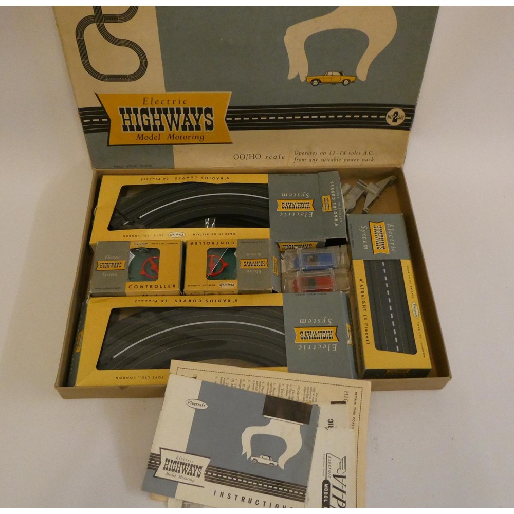 Three motor racing sets comprising Triang Minic motorways, Playcraft Highways No. 2 and Ethics Motor Image