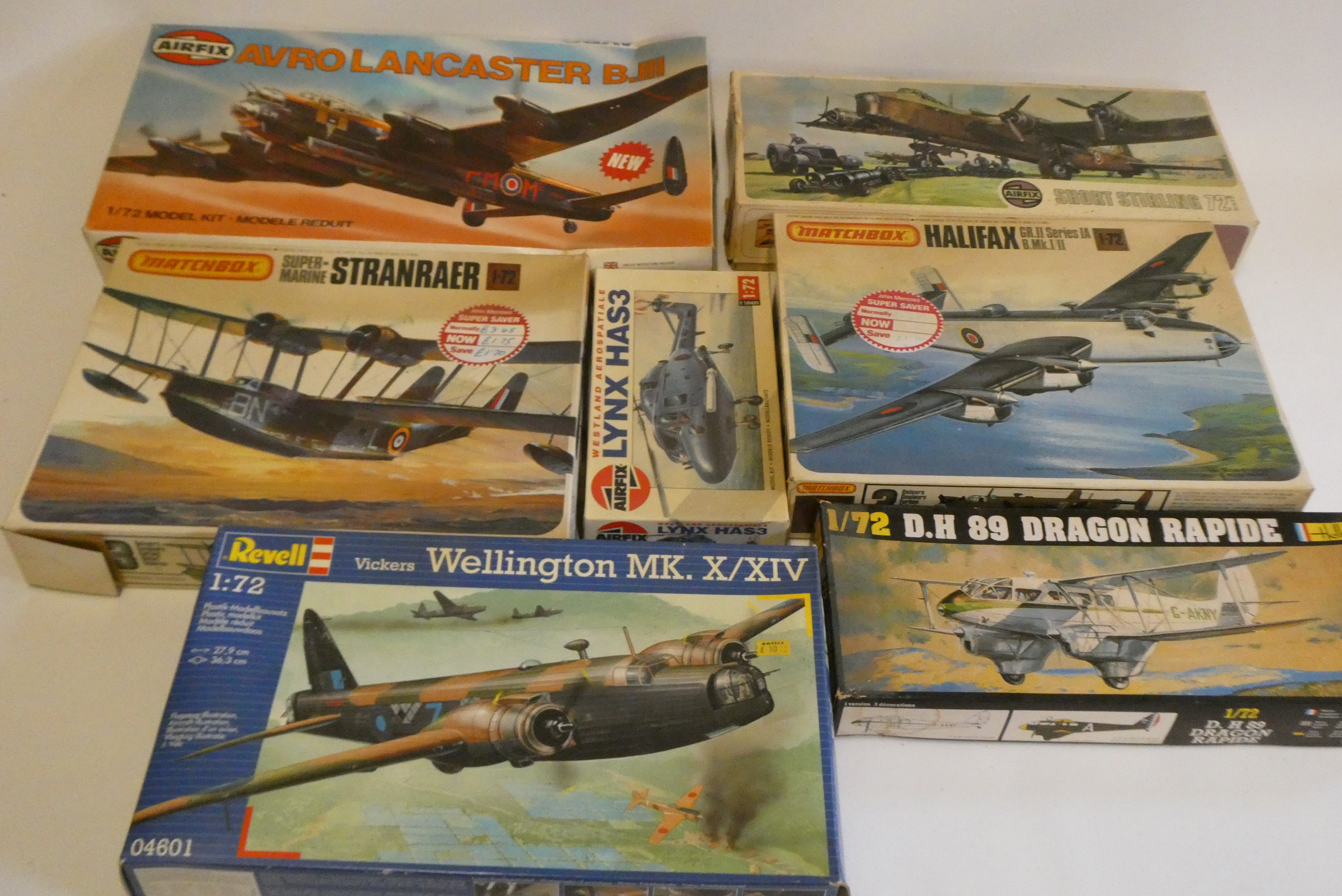 Seven plastic construction aircraft kits by Airfix, Revell and Matchbox, boxes good, unchecked for Image