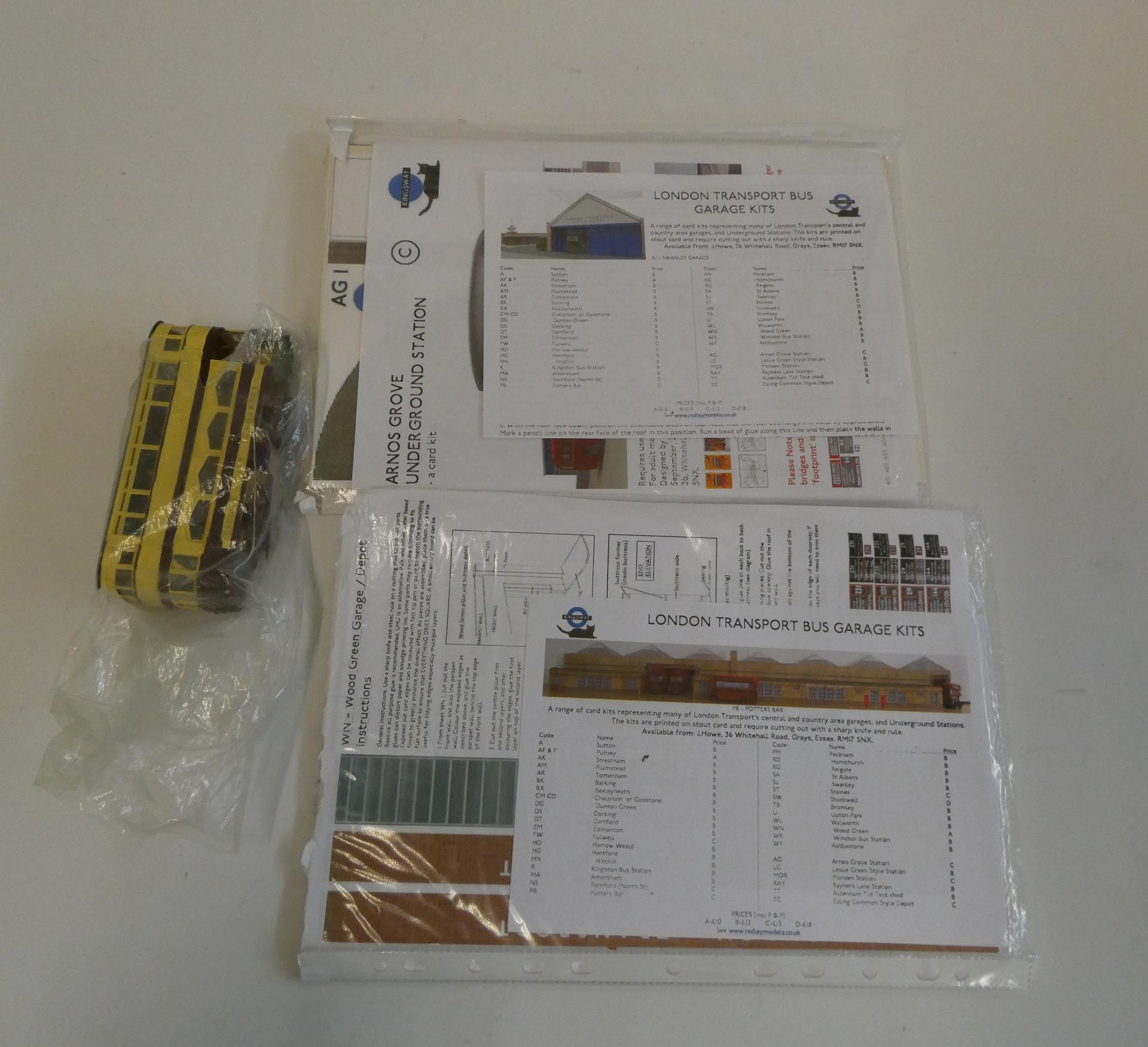 Two card kits comprising London Underground Station and Bus Garage, unchecked for completeness and Image