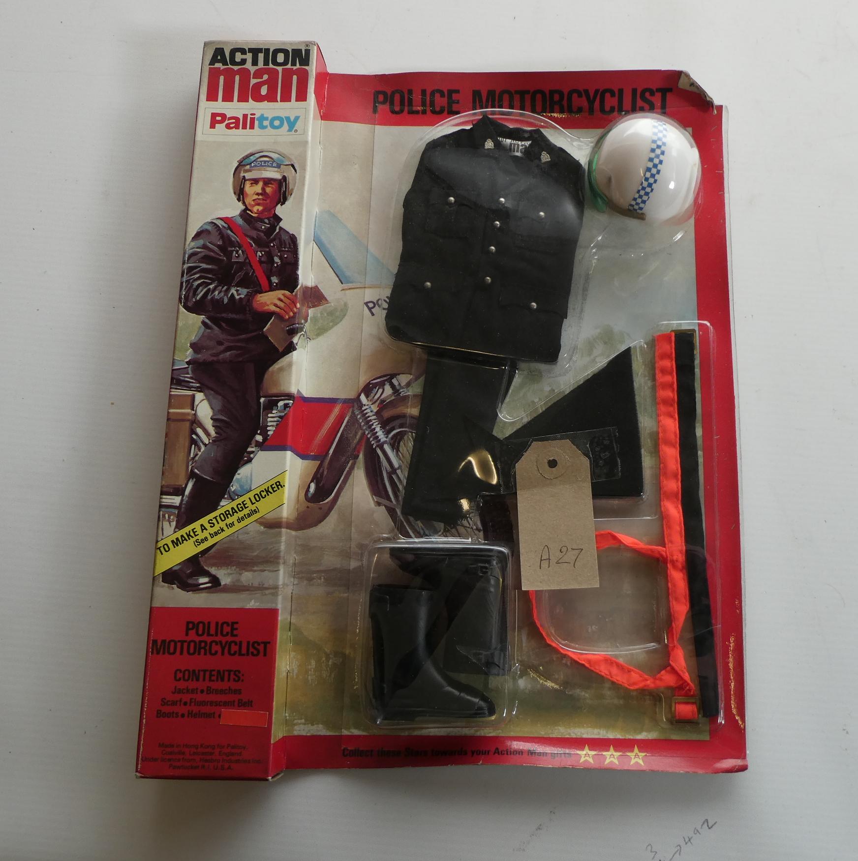 Action Man Police motorcyclist outfit in unopened display packaging, packaging fair to good Image