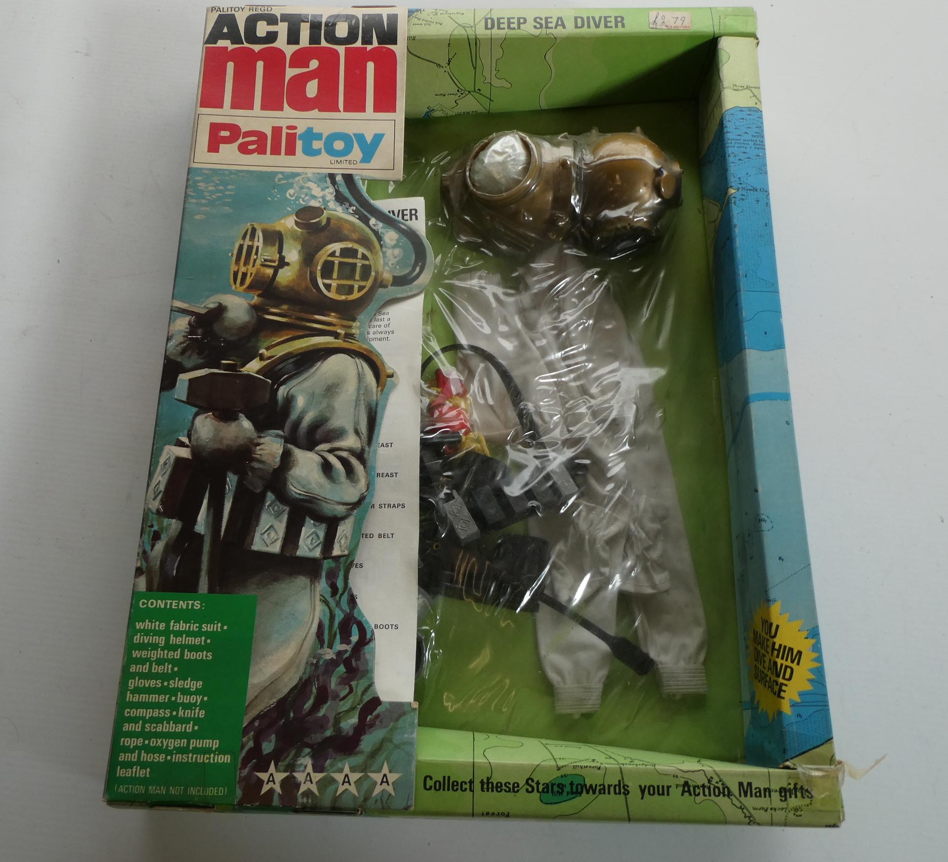 Action Man Deep Sea Diver outfit in unopened display packaging, packaging showing signs of storage Image