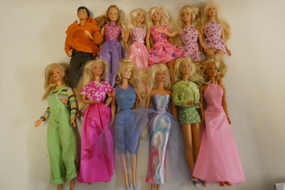 Twelve Barbie dolls, comprising one Mattel 1983 Ken and eleven later Barbies Image