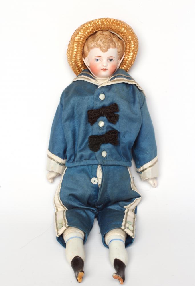 A fine Simon & Halbig bisque shoulder head sailor boy doll, with moulded hair, painted features, Image