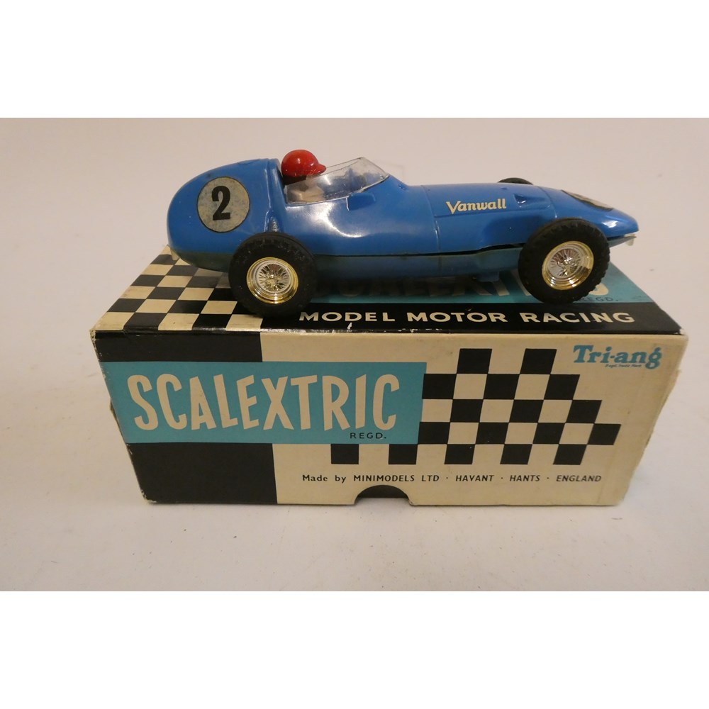 Early scalextric model motor racing vanwall race car finished in blue ...