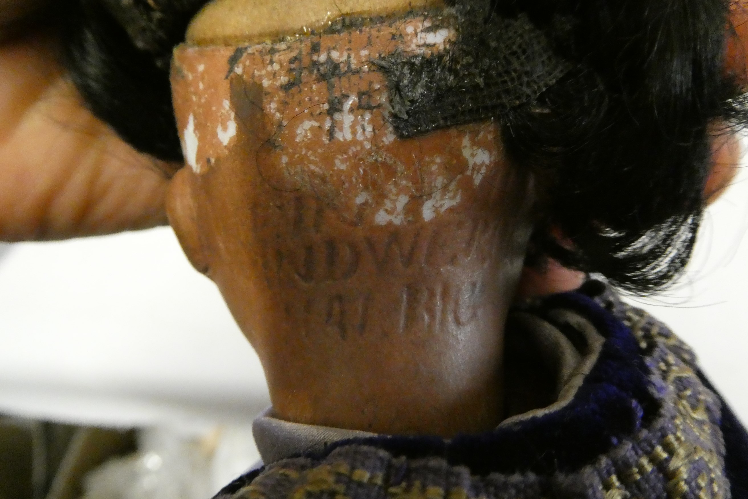 A Heinrich Handwerck (Halbig) bisque socket head doll, with brown glass fixed eyes, open mouth, Image