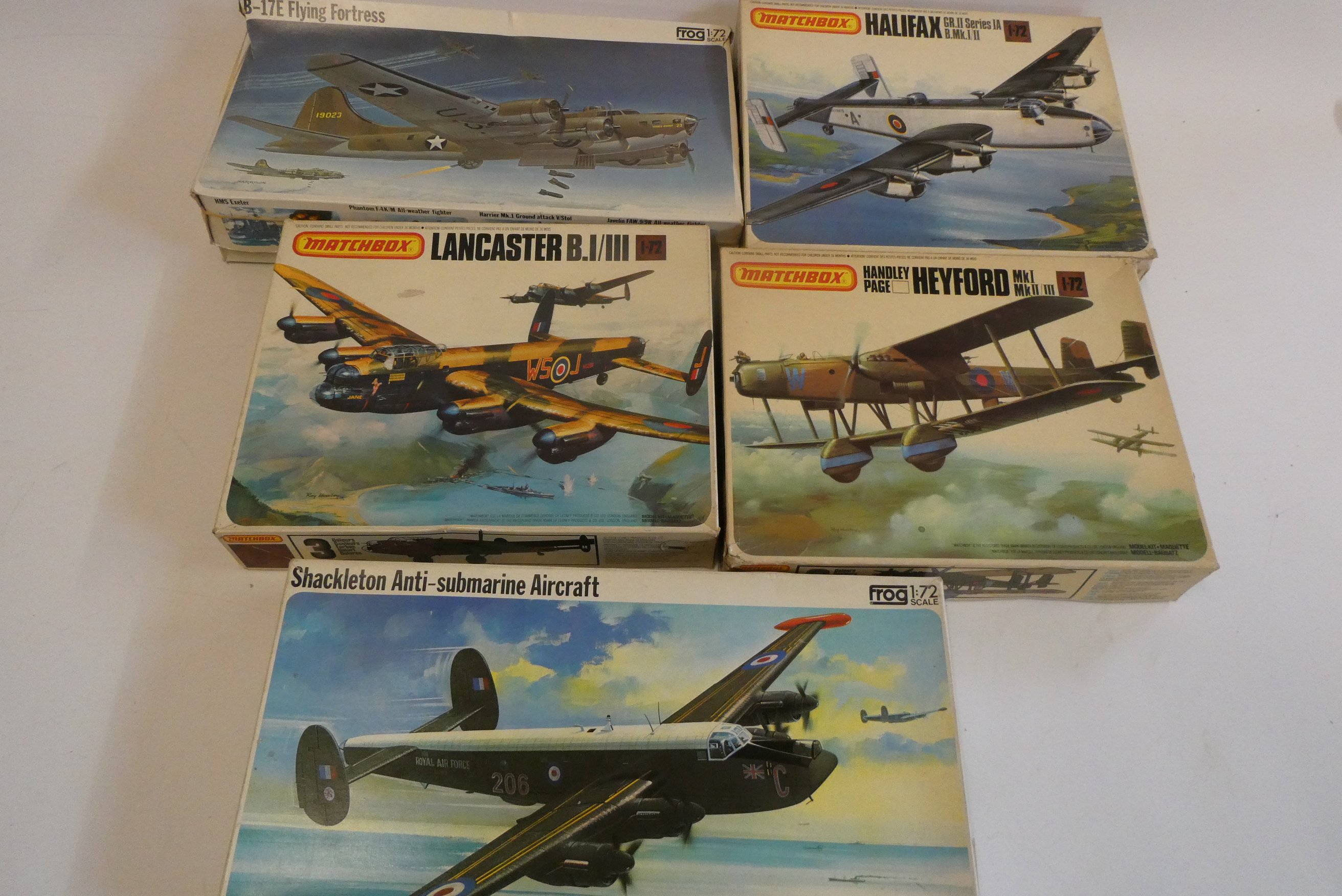 Five 1/72nd scale Model aircraft kits by Frog and Matchbox comprising Shackleton anti-submarine Image