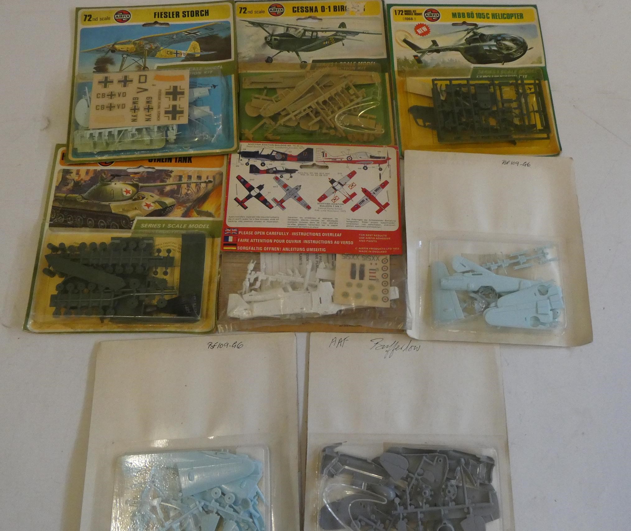Thirteen frog aircraft kits in header bags including Spitfires, Hawker Tempest, North American Image
