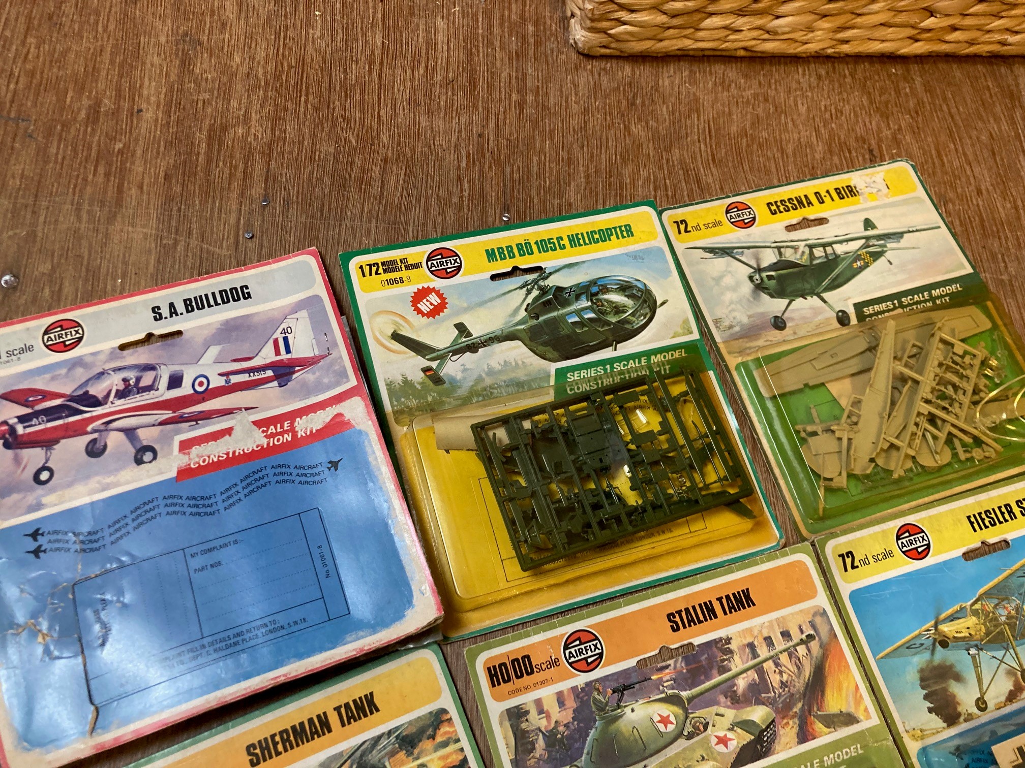 Seventeen Airfix carded 1/72nd scale and 54mm kits including military figures, aircraft and military Image