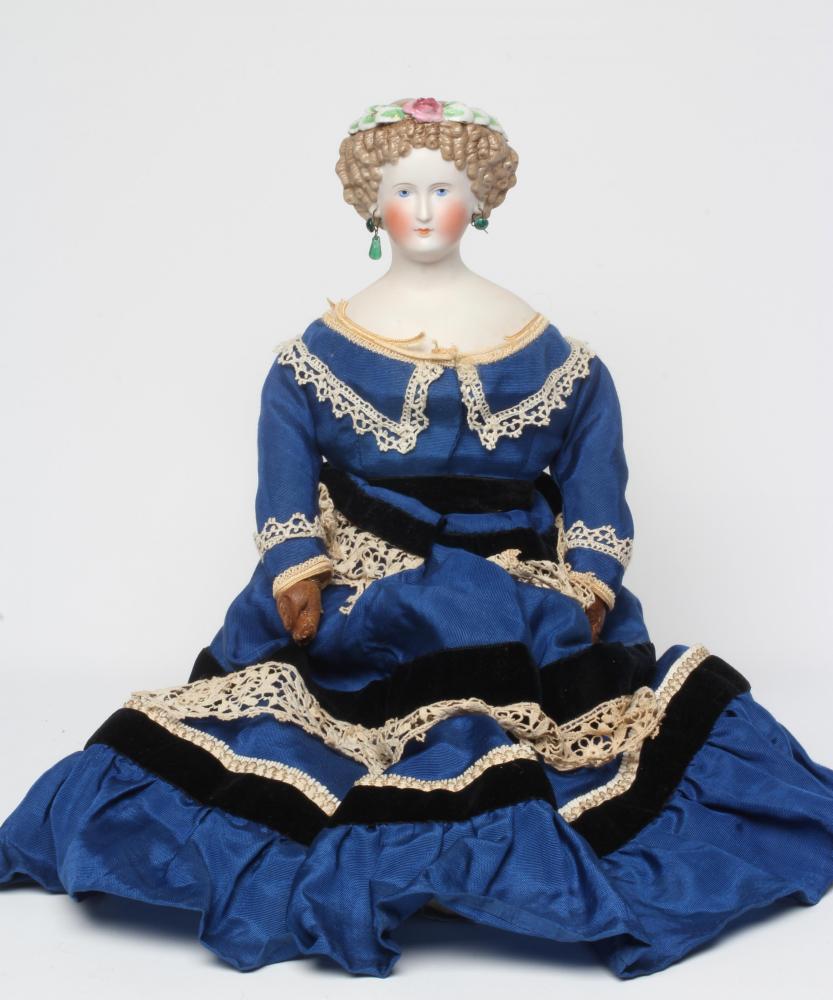 A possible Dornheim Koch & Fischer bisque shoulder head doll, with moulded hair, painted features, Image