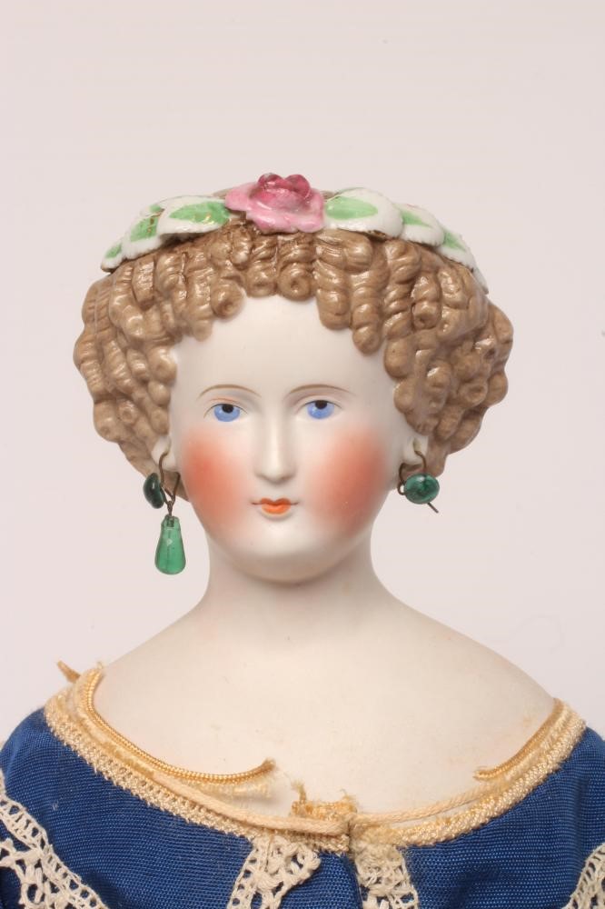 A possible Dornheim Koch & Fischer bisque shoulder head doll, with moulded hair, painted features, Image