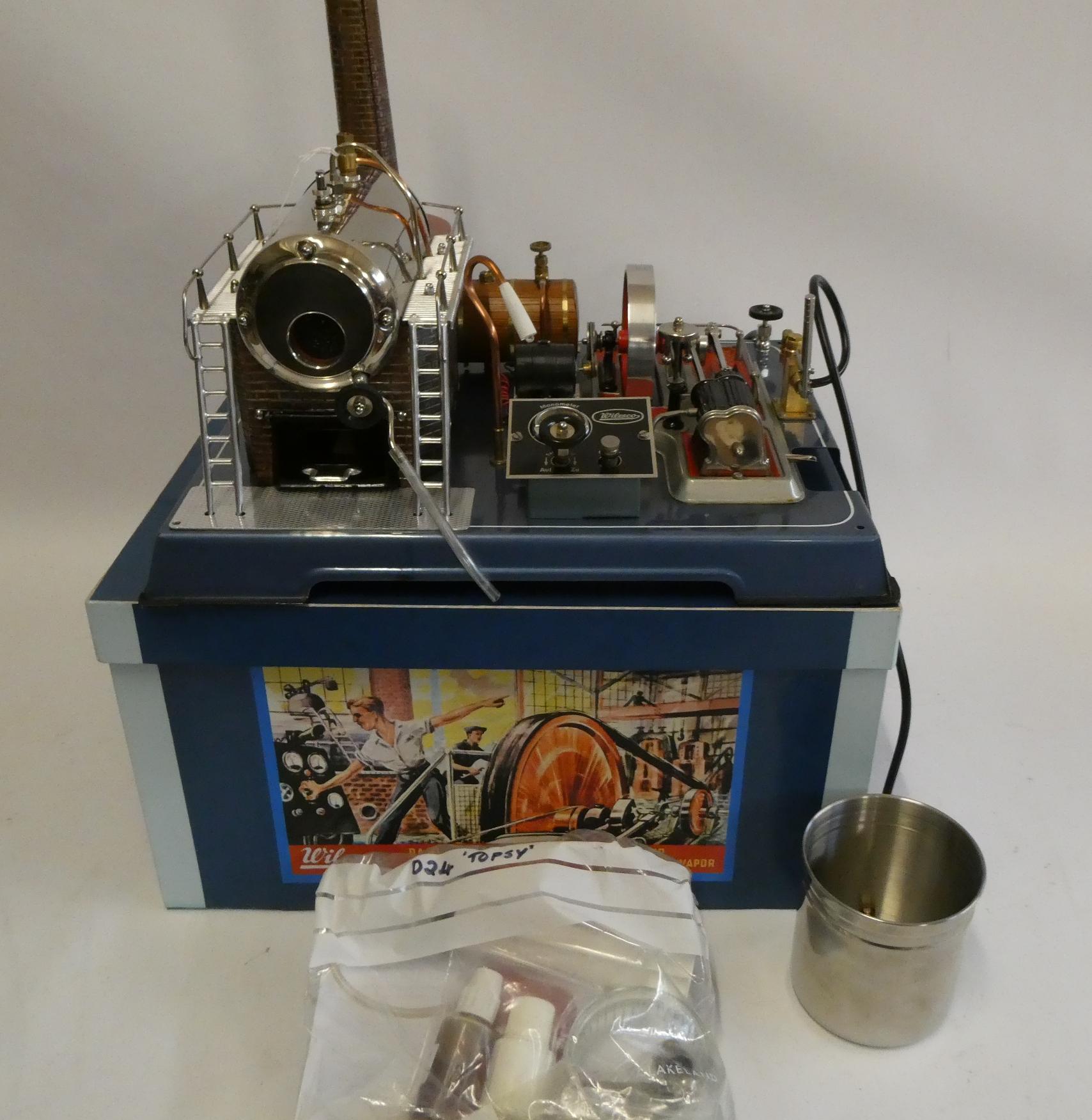 Wilesco D24 steam engine converted to gas firing with accessories, box fair, model excellent Image