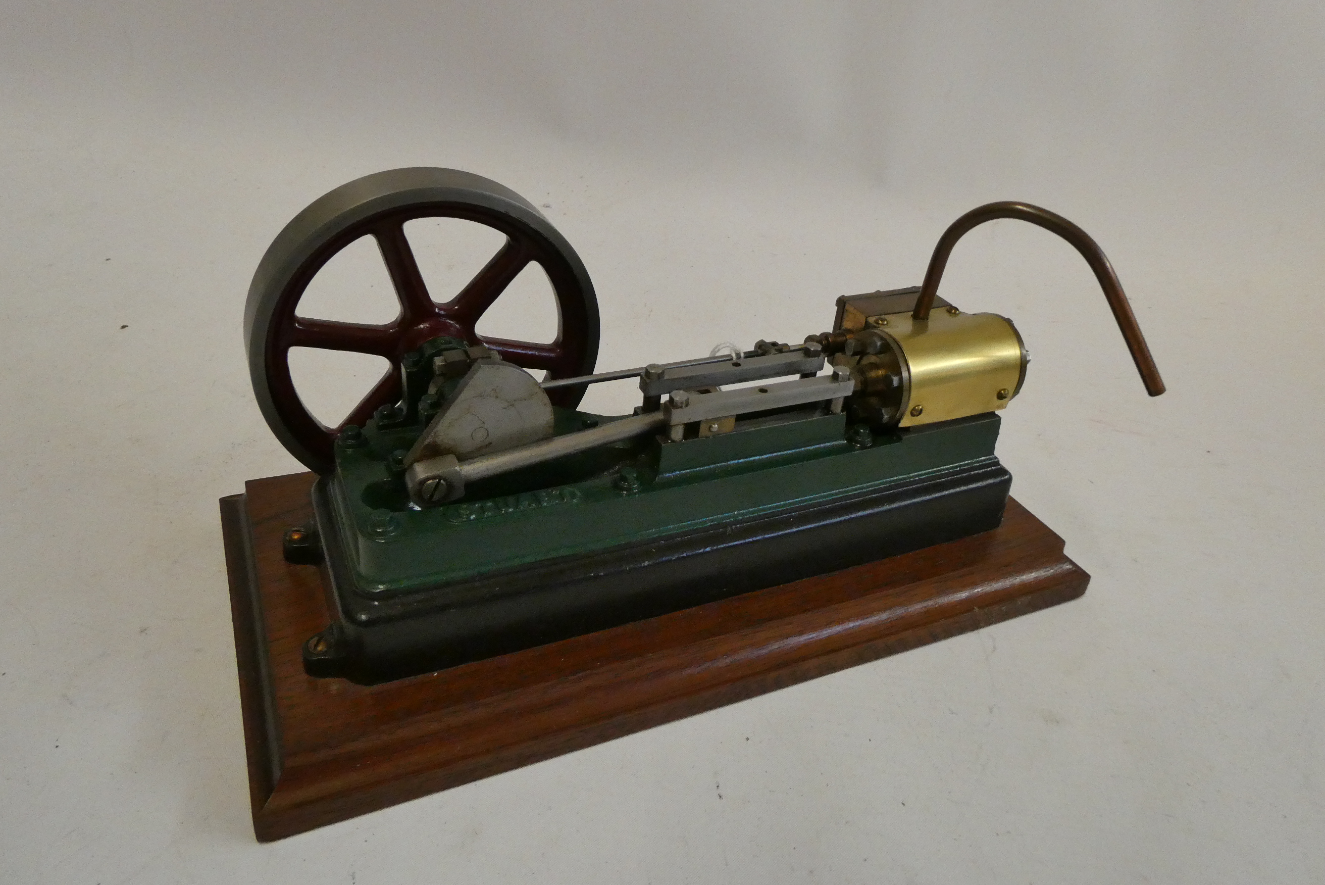 Stuart Turner S50 non-reversing single cylinder horizontal mill engine mounted on wooden base, a Image